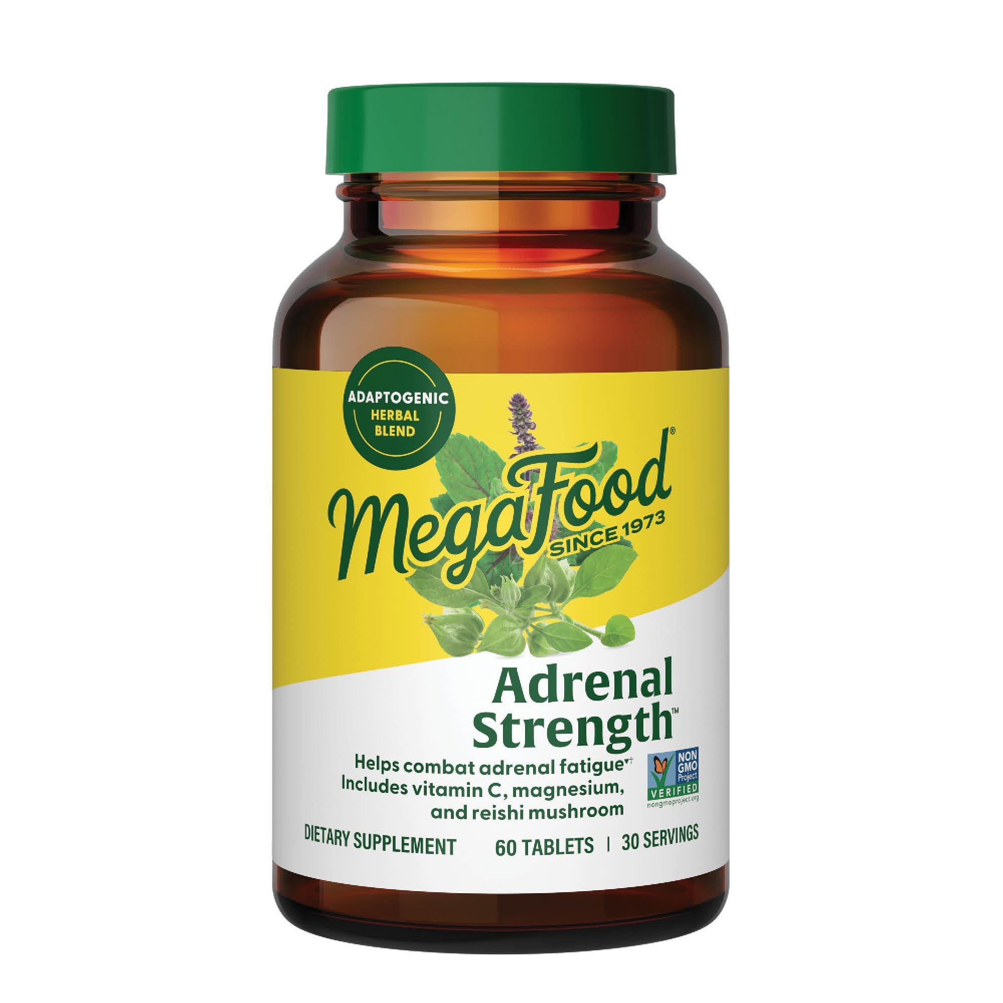 MegaFood Adrenal Strength - Adrenal Support Supplements with Ashwagandha and Magnesium Glycinate, Vitamin C, Holy Basil, Astragalus, Reduces Cortisol Levels - Vegetarian - 60 Tablets (30 Servings) - OzHealthStandard