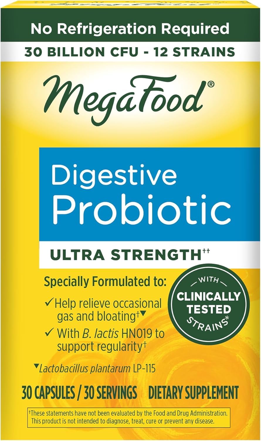 MegaFood Digestive Probiotic - 12 Strain Vegetarian Probiotics for Women & Men, 30 Billion CFUs, Support Gut Health, Probiotics for Digestive Health Help Relieve Occasional Gas & Bloating, 30 Capsules - OzHealthStandard