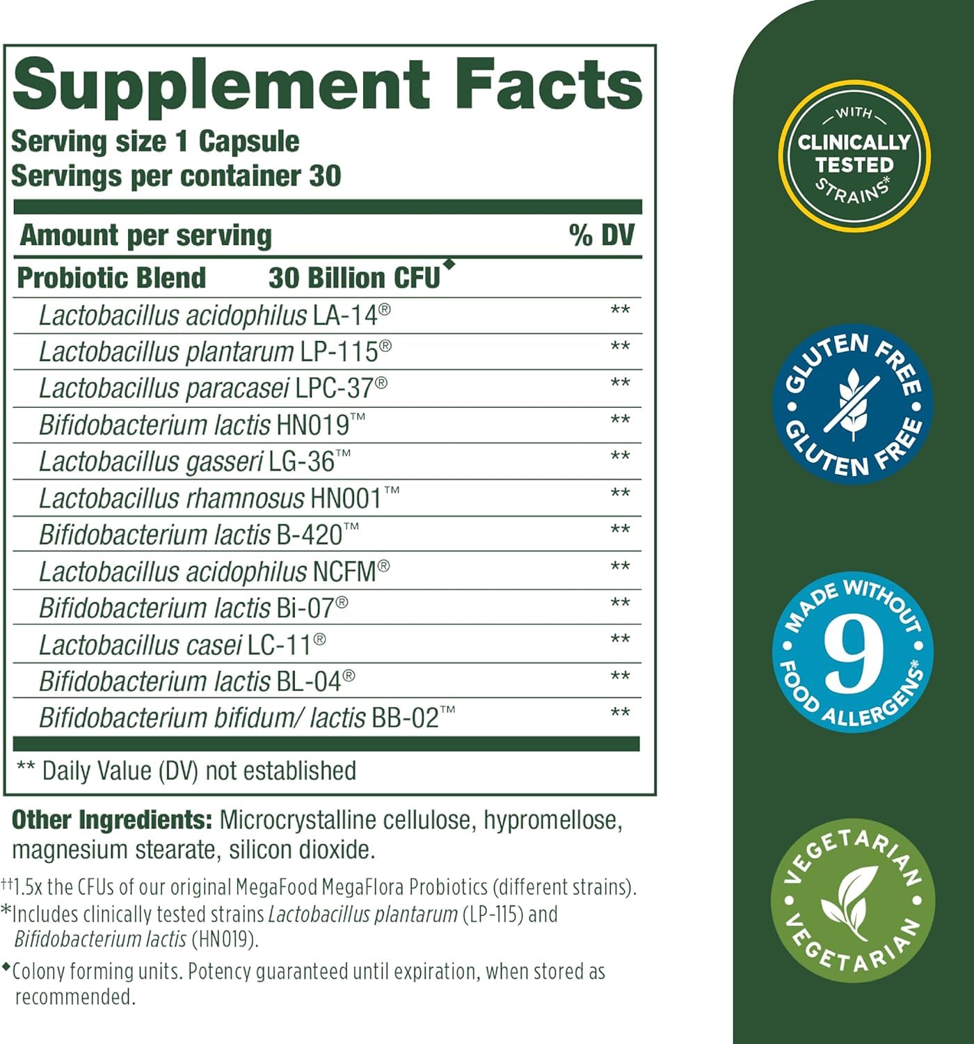 MegaFood Digestive Probiotic - 12 Strain Vegetarian Probiotics for Women & Men, 30 Billion CFUs, Support Gut Health, Probiotics for Digestive Health Help Relieve Occasional Gas & Bloating, 30 Capsules - OzHealthStandard