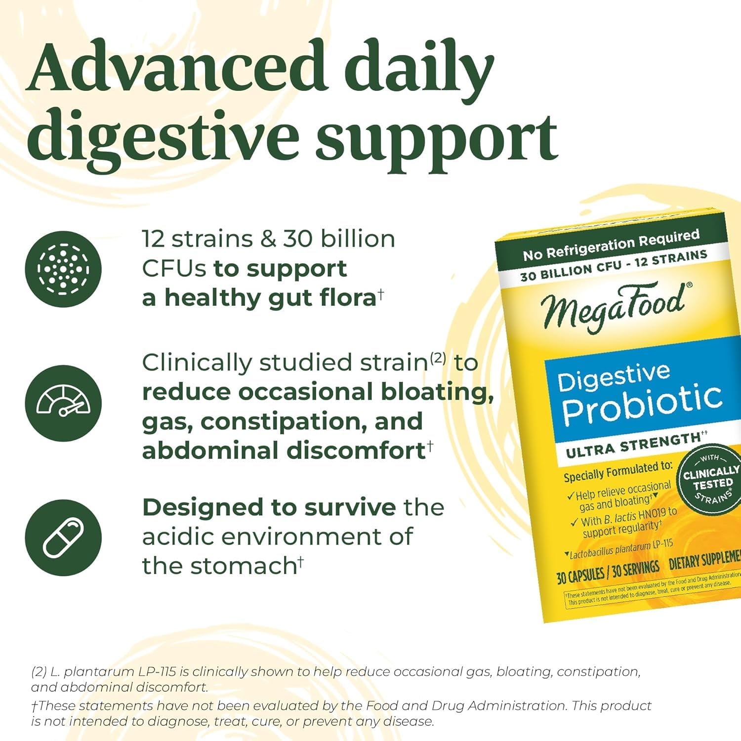 MegaFood Digestive Probiotic - 12 Strain Vegetarian Probiotics for Women & Men, 30 Billion CFUs, Support Gut Health, Probiotics for Digestive Health Help Relieve Occasional Gas & Bloating, 30 Capsules - OzHealthStandard
