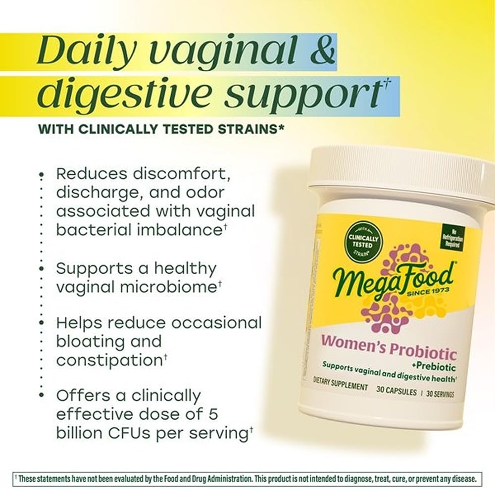 MegaFood Womens Probiotic + Prebiotic - Gluten-Free Prebiotics and Probiotics for Women, Supports Digestive Health & Regularity, Vaginal Probiotics - OzHealthStandard