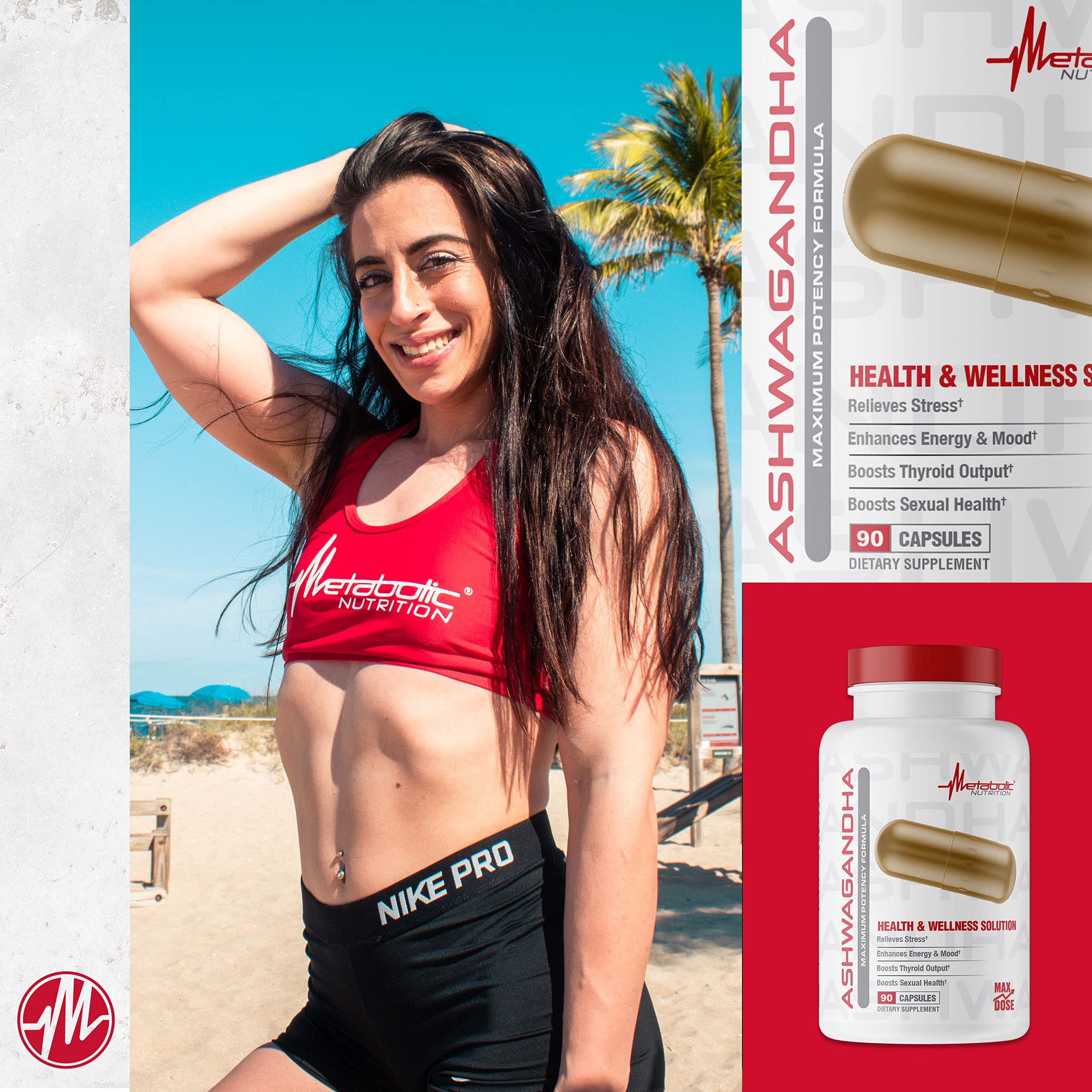 Metabolic Nutrition Ashwagandha 2200mg Made with Organic Ashwagandha Powder and Black Pepper Extract, 90 Vegan Capusles - OzHealthStandard
