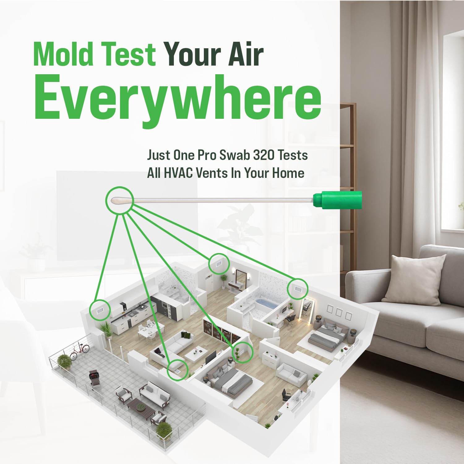 Microbial Mold Test Kit for Home - Indoor Air Quality and Surface Testing - Detects Black Mold, Mildew, and Fungi - Air and Surface Mold Detection Kit with Lab Analysis Included - OzHealthStandard