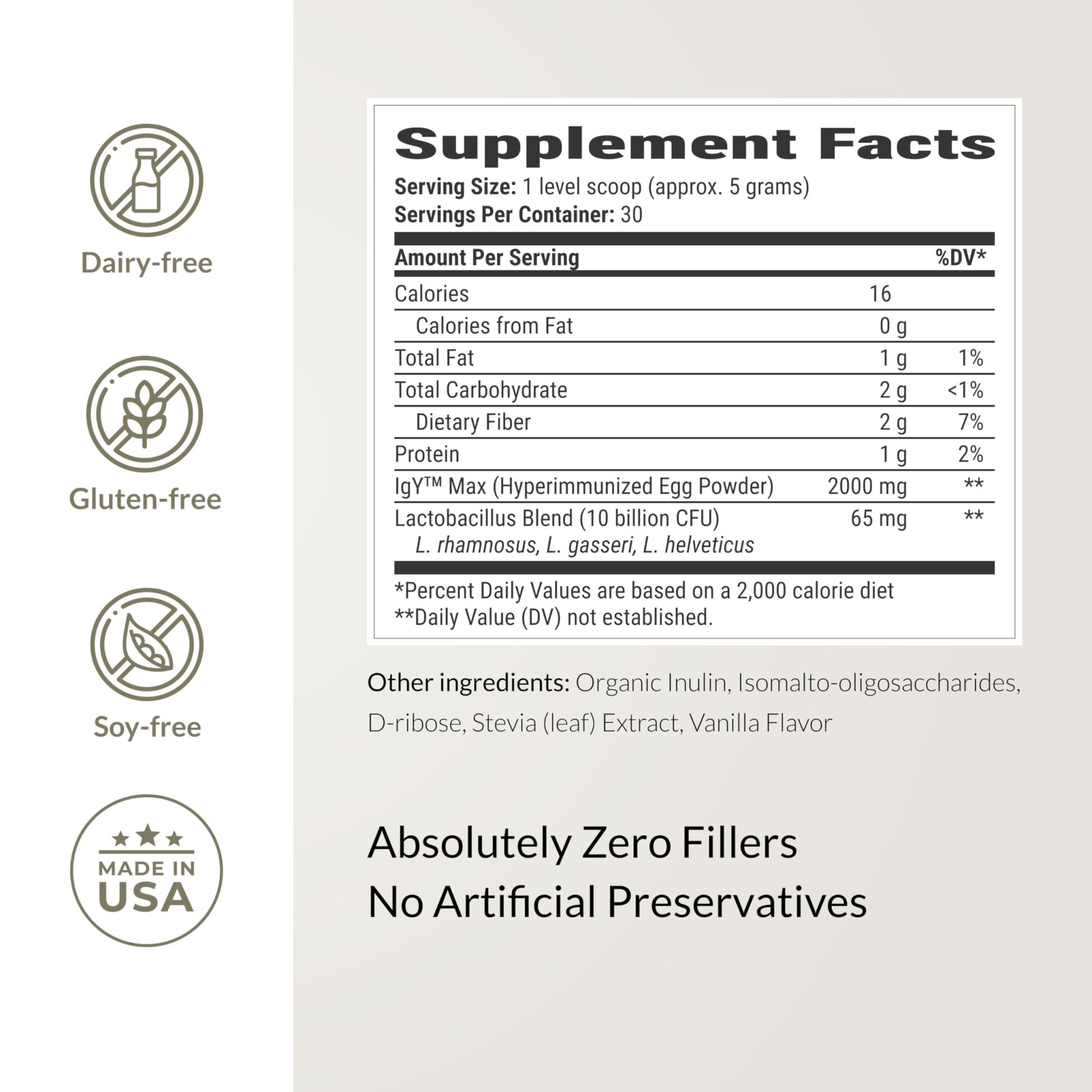 Microbiome Breakthrough™ Gut Support Powder – Vegetarian Vanilla – With Probiotics, Prebiotics, and IgY Max® – Source of L-Glutamine – Supports Digestive Comfort, Gas & Bloating Relief 30 Servings* - OzHealthStandard