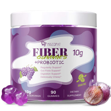 Migcopat 10G Fiber Gummies for Adults, No Sugar Added Grape Flavor, Fiber Supplement with 30 Billion CFU Probiotics Blend, ACV, Vitamin C, - OzHealthStandard