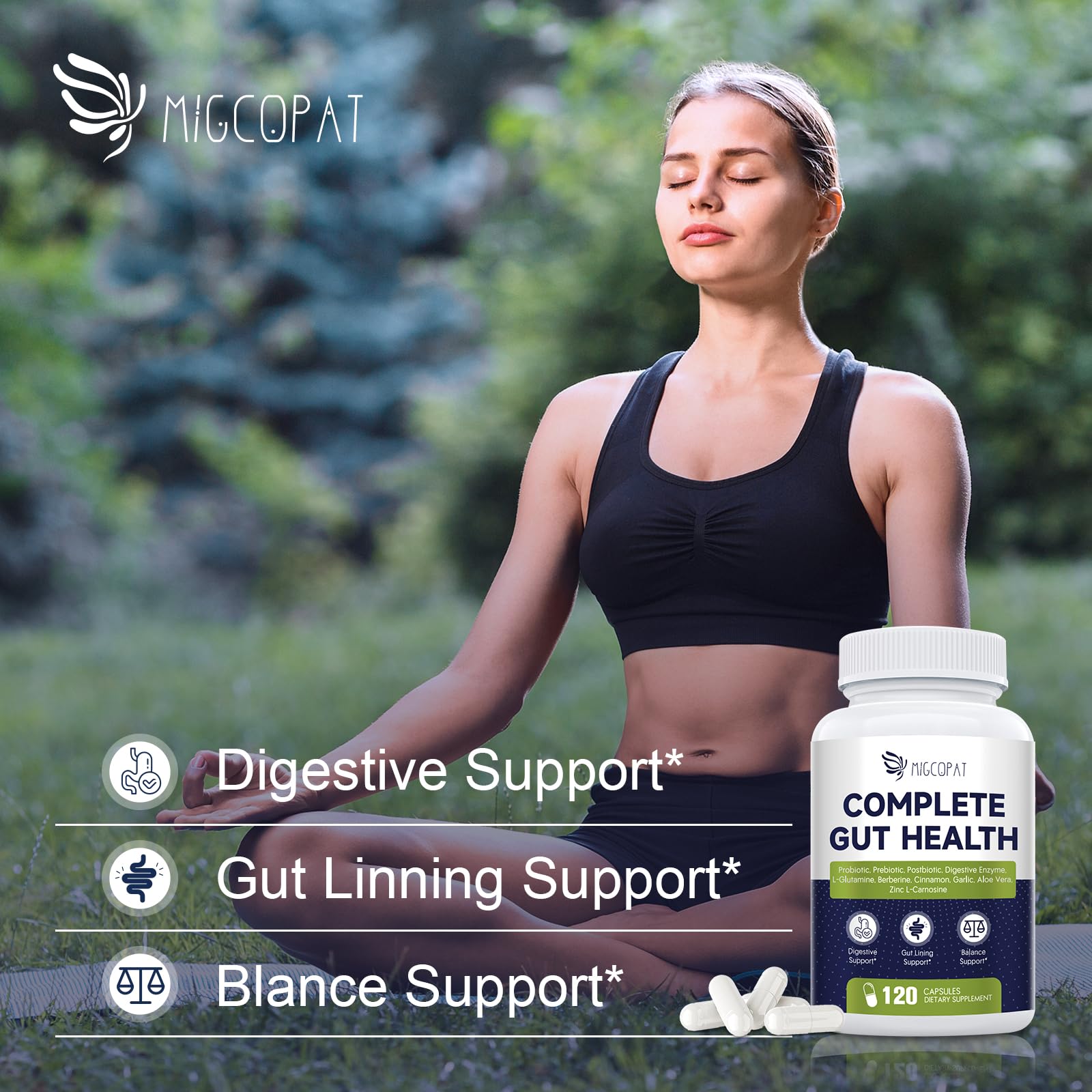 Migcopat Probiotic Prebiotic, Postbiotic & Digestive Enzymes for Digestive Health, 80 Billion CFU Probiotics Complete Gut Support with Berberine, Cinnamon, L-Glutamine - OzHealthStandard
