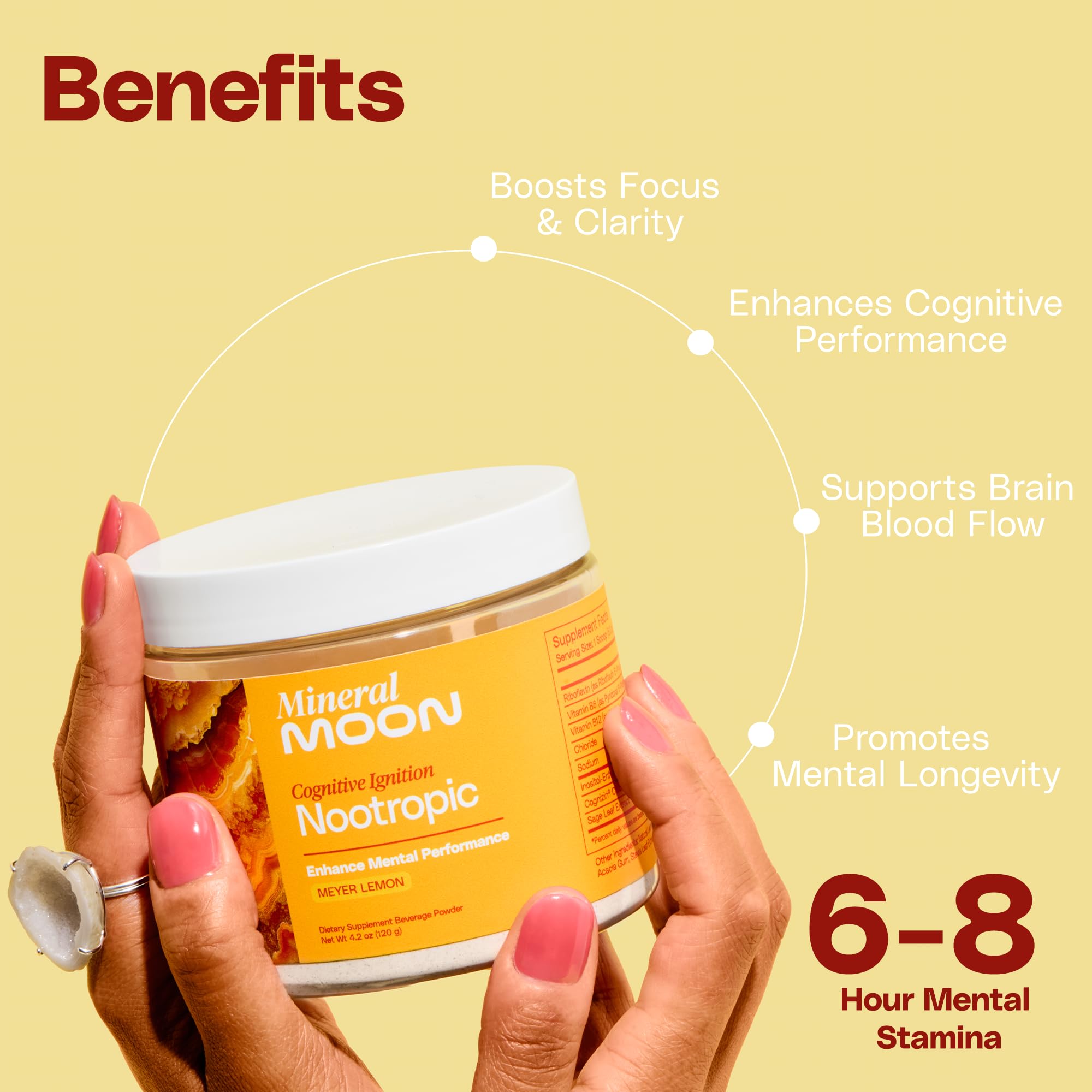 Mineral Moon Premium Cognitive Ignition Nootropic Powder - Brain Supplements For Memory & Focus - Sage Extract, B Vitamins,Cognizine Citicoline& nooLVL - Supports Mental Clarity - No Caffeine or Sugar - OzHealthStandard