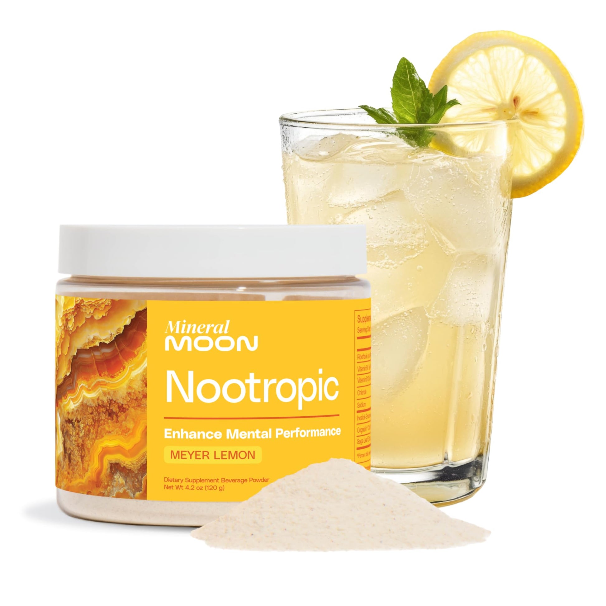 Mineral Moon Premium Cognitive Ignition Nootropic Powder - Brain Supplements For Memory & Focus - Sage Extract, B Vitamins,Cognizine Citicoline& nooLVL - Supports Mental Clarity - No Caffeine or Sugar - OzHealthStandard