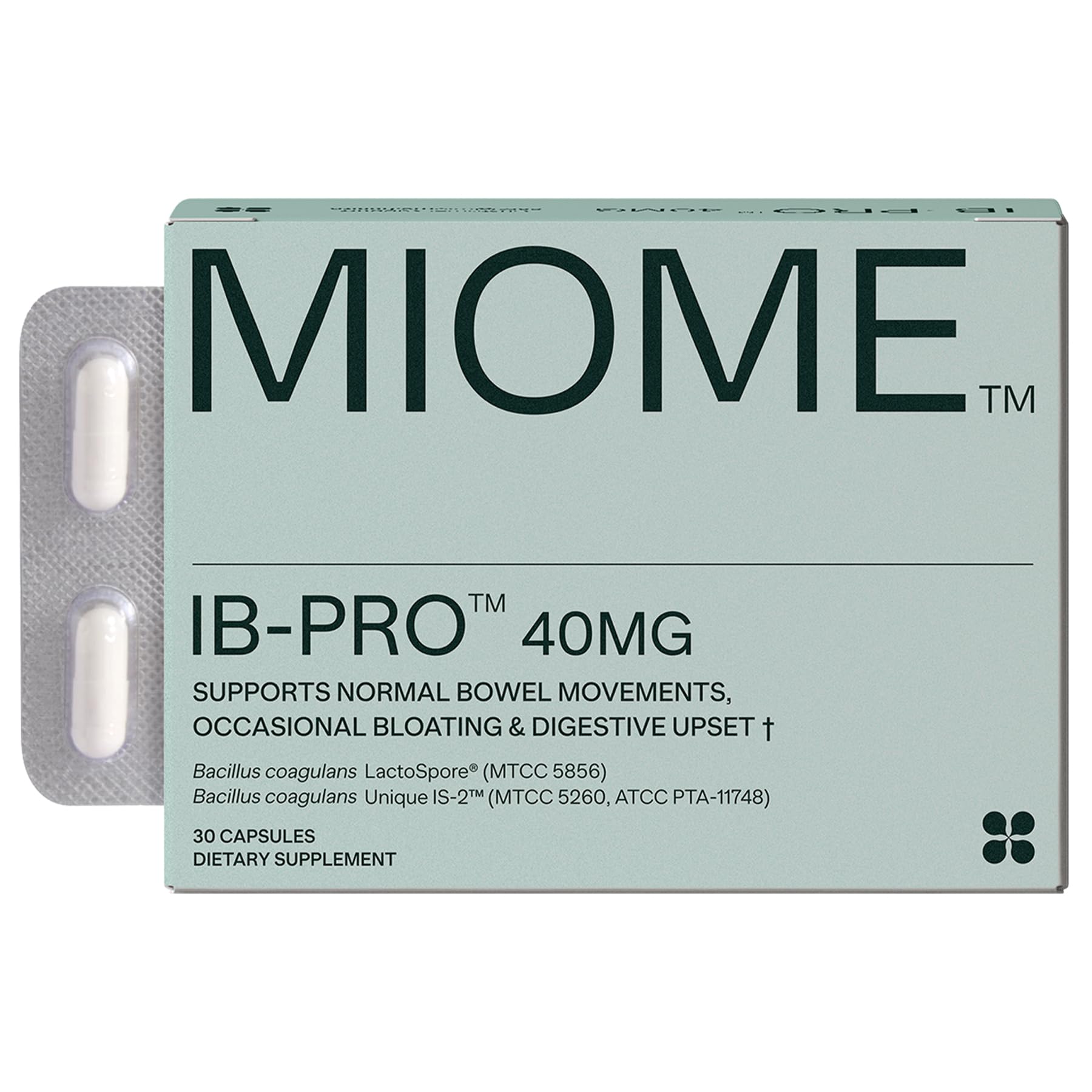 MIOME IB-PRO Bacillus Coagulans Probiotic - 2-1 Lactospore & Unique is-2 for Occasional Constipation, Bloating & Digestive Upset - 3rd Party Verified - 30 Capsules - OzHealthStandard