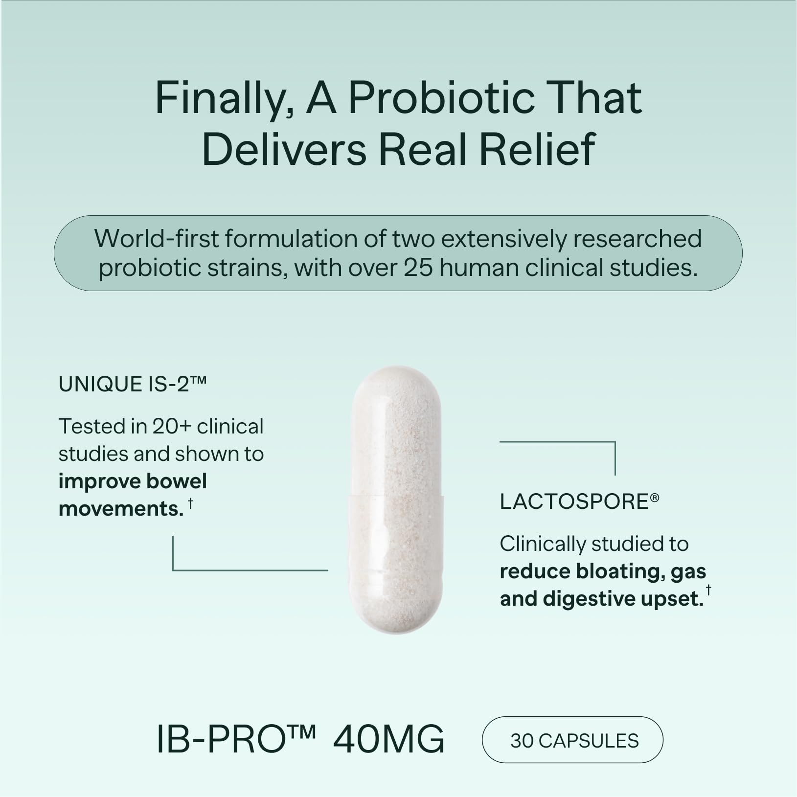 MIOME IB-PRO Bacillus Coagulans Probiotic - 2-1 Lactospore & Unique is-2 for Occasional Constipation, Bloating & Digestive Upset - 3rd Party Verified - 30 Capsules - OzHealthStandard