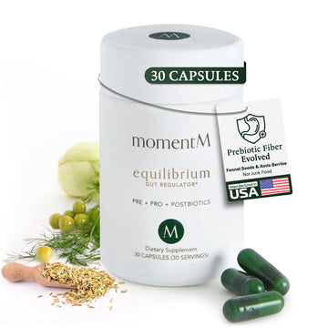 momentM Equilibrium 3-in-1 Probiotics for Women & Men Digestive Health, Prebiotics and Probiotics for Women with HOWARU Strains, Postbiotics & Fennel for Bloat & Gut Health,12.5B CFU, 30 Capsules - OzHealthStandard