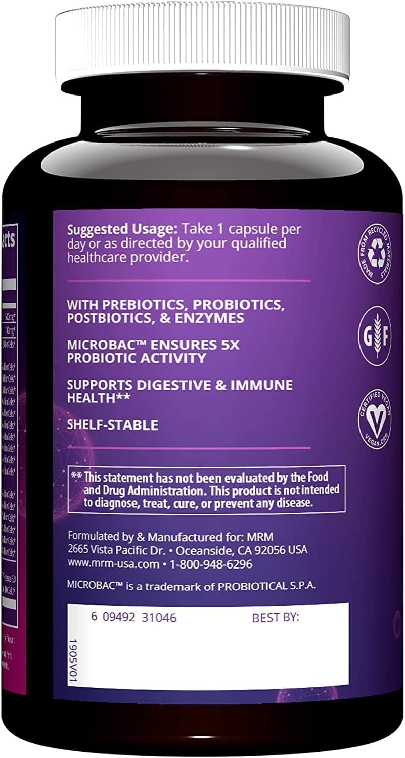 MRM Nutrition Daily Probiotics - Supports Intestinal, GI, & Immune Health for Women & Men, Prebiotic, Probiotic, & Postbiotic Supplement, 5 Billion Cells & 16 Different Strains, Vegan - 30 Servings - OzHealthStandard