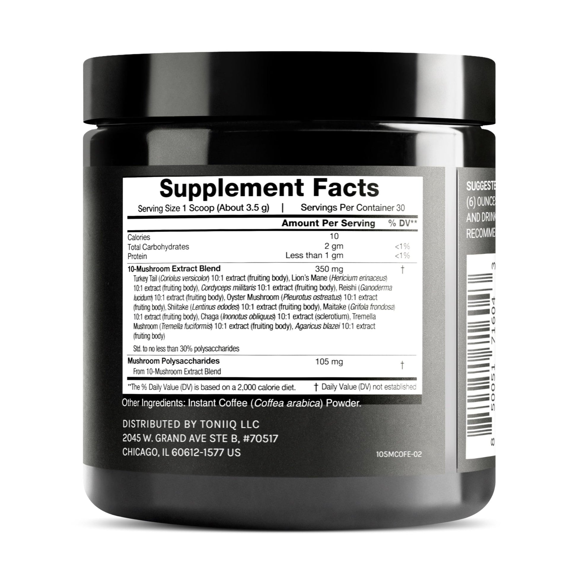 Mushroom Coffee - Ultra High Potency 10:1 Concentrated Extract - Colombian Sourced Beans with 10 Mushroom Blend, Lion's Mane & Cordyceps - Rich & Functional Coffee Alternative - Third-Party Lab Tested - OzHealthStandard
