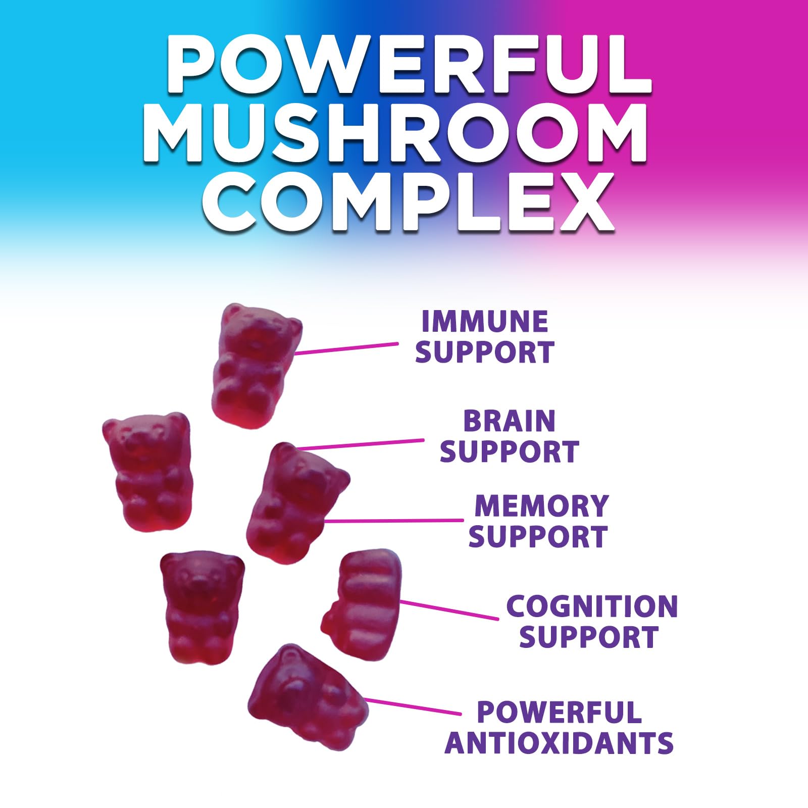Mushroom Gummies Supplement 12 in 1 - High Grade Blend for Adults with Lions Mane, Reishi, Cordyceps, & Chaga Mushroom Complex Gummy, Memory & Immune Support & Nootropic Brain Supplements - 60 Gummies - OzHealthStandard