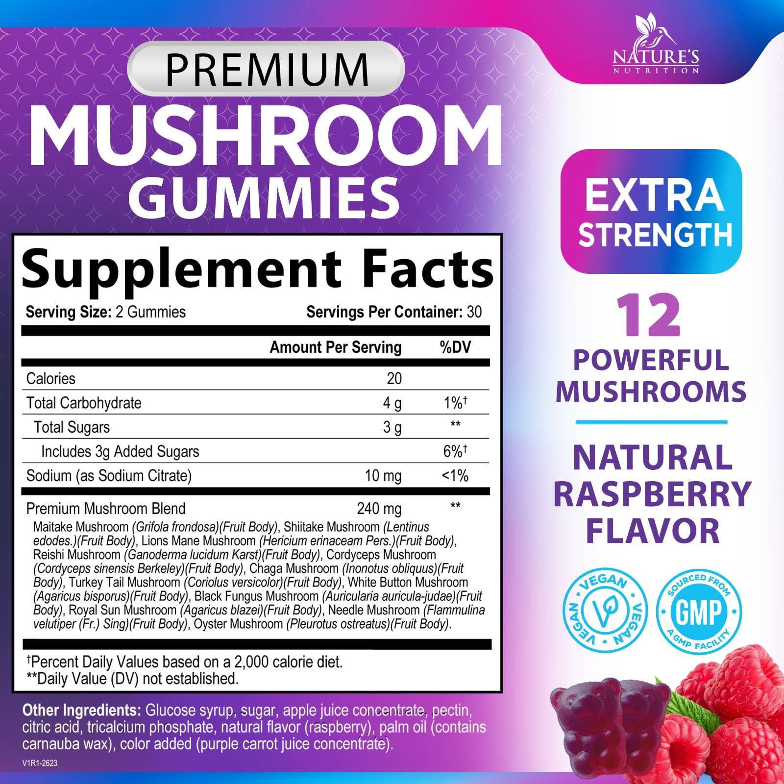 Mushroom Gummies Supplement 12 in 1 - High Grade Blend for Adults with Lions Mane, Reishi, Cordyceps, & Chaga Mushroom Complex Gummy, Memory & Immune Support & Nootropic Brain Supplements - 60 Gummies - OzHealthStandard