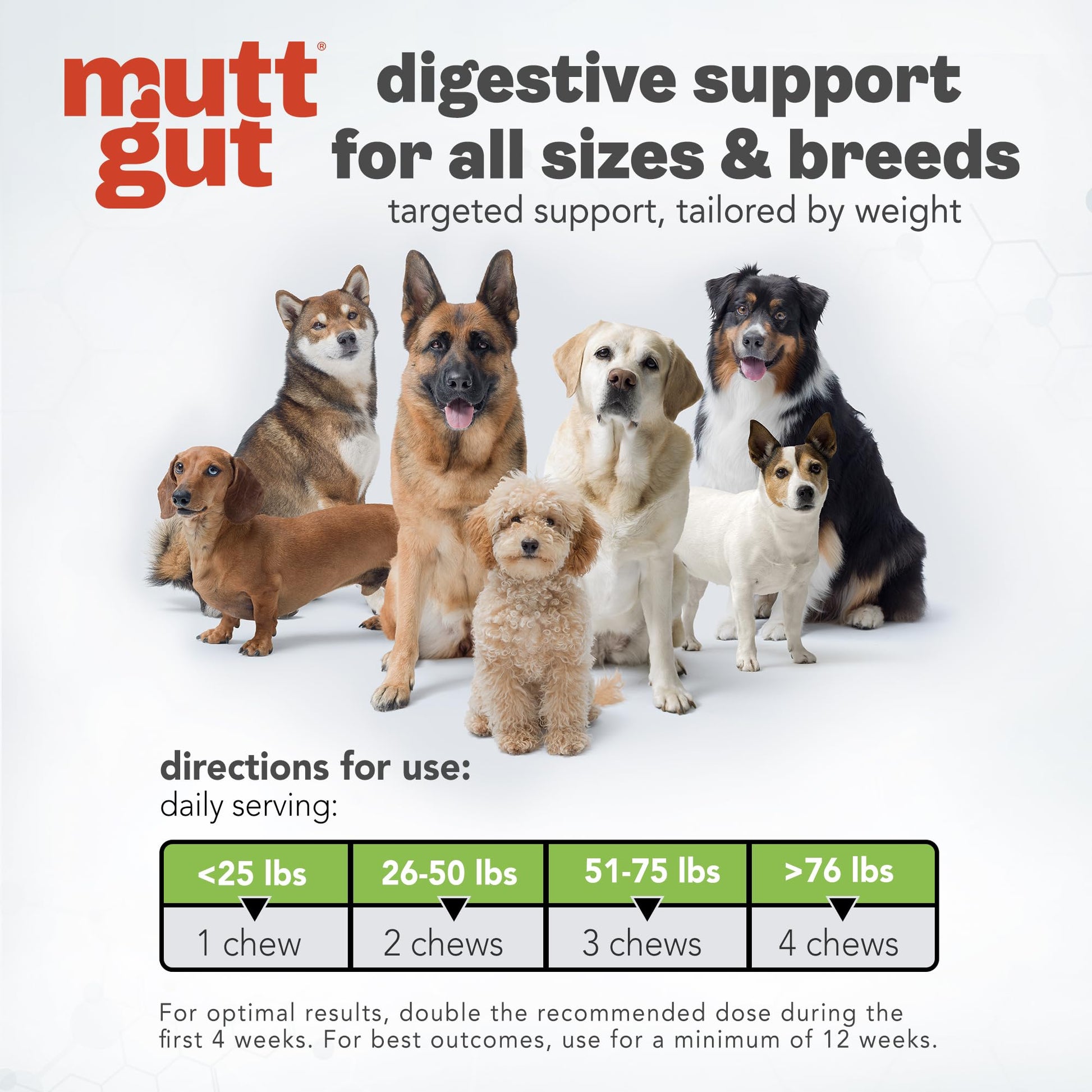 MuttGut® 3-in-1 Puppy & Dog Probiotics + Prebiotics + Postbiotics Chews - Promotes Digestive Health, Supports Immune System and Overall Health - Dog Diarrhea Relief & Immune Support - 60 Soft Chews - OzHealthStandard