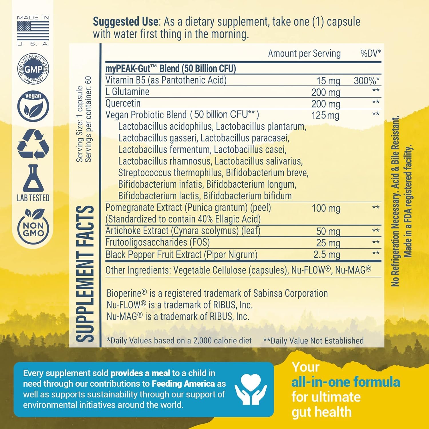 myPEAK PeakBiotic: The Ultimate Vegan Synbiotic with 50 Billion CFU Probiotics Prebiotics Postbiotics Modbiotics and Gut Lining to Enhance Digestion, Skin, and Mood with 2-Month Supply, 60 Capsules - OzHealthStandard