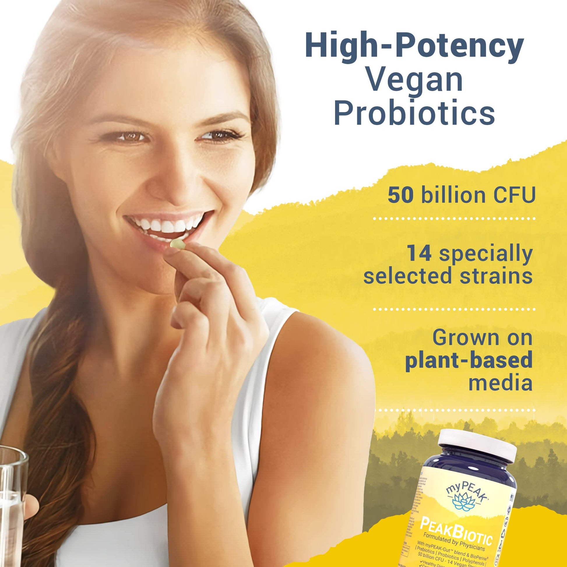 myPEAK PeakBiotic: The Ultimate Vegan Synbiotic with 50 Billion CFU Probiotics Prebiotics Postbiotics Modbiotics and Gut Lining to Enhance Digestion, Skin, and Mood with 2-Month Supply, 60 Capsules - OzHealthStandard