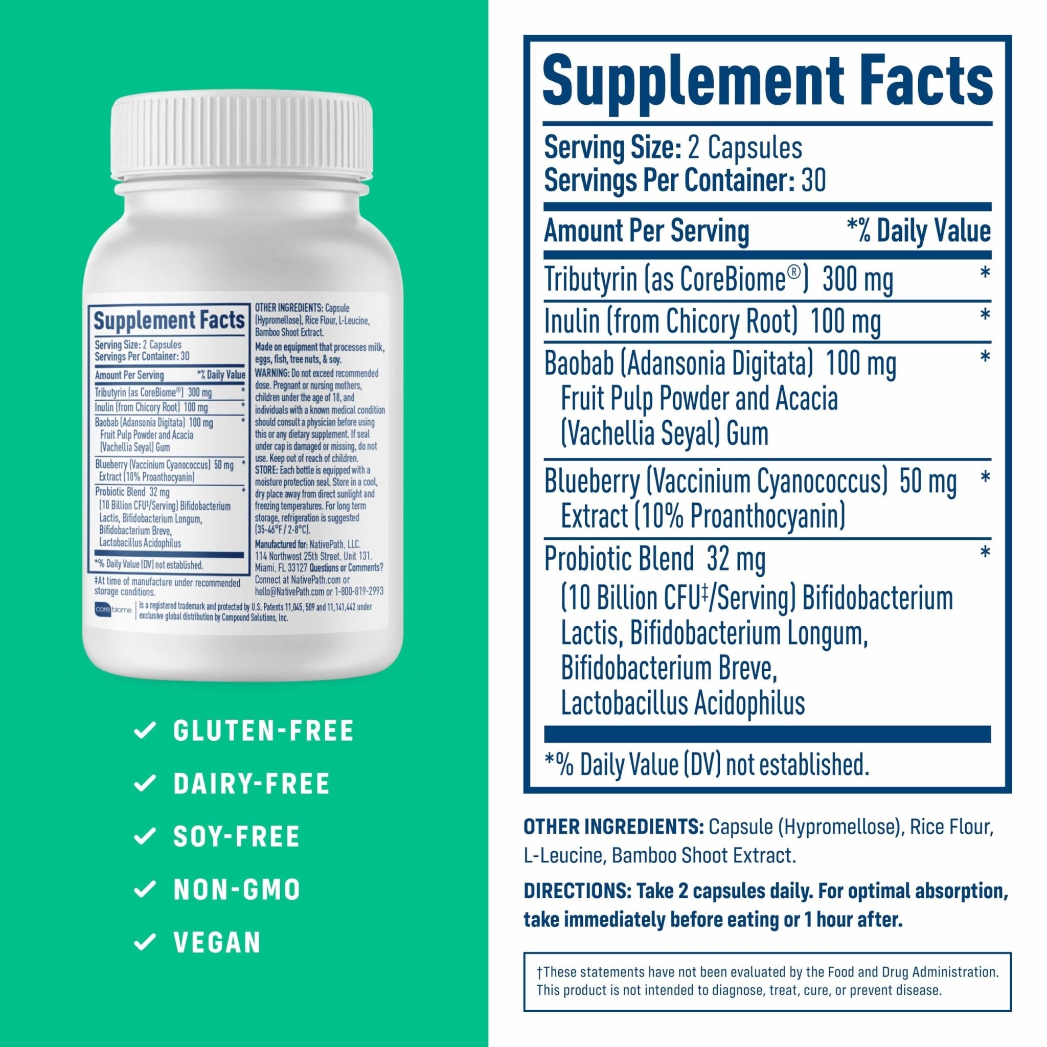 NativePath Complete Synbiotic - Pre, Pro & Postbiotic 3-in-1 for Gut Health & Digestive Support - 10 Billion CFU, 30 Servings - OzHealthStandard