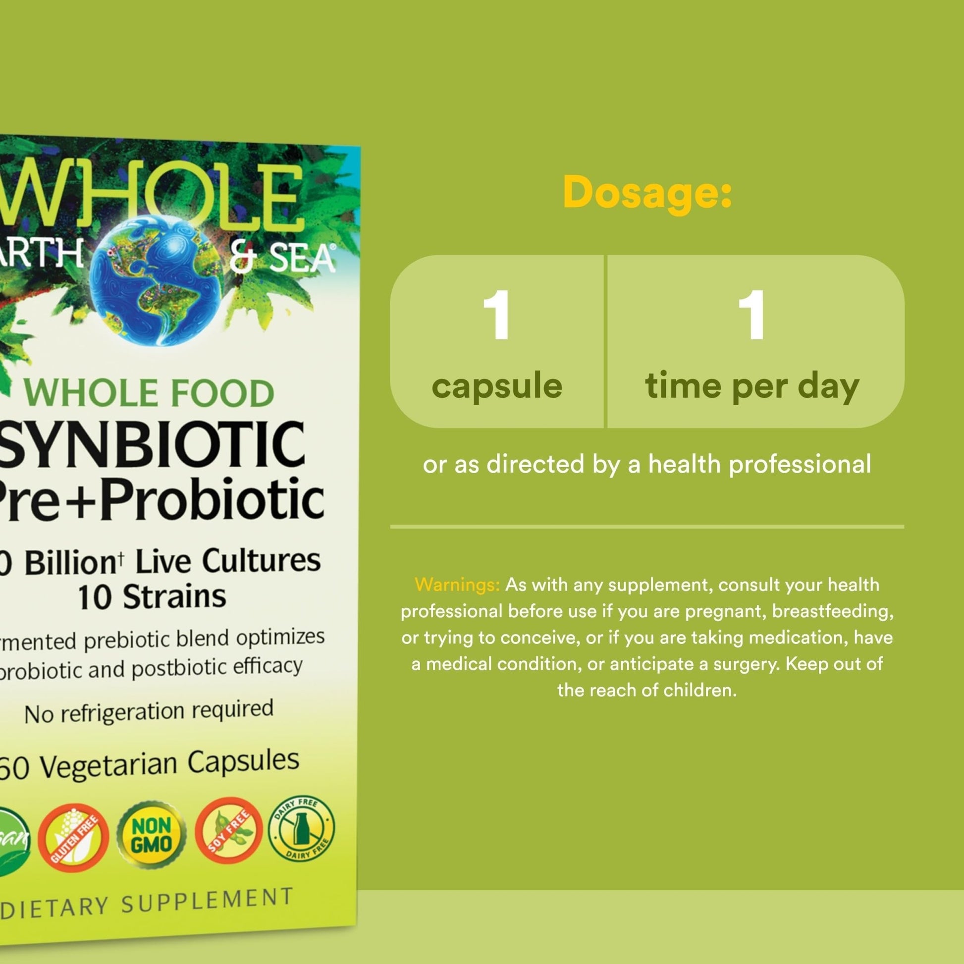 Natural Factors Whole Food Synbiotic Pre+Probiotic 10 Billion - Organic Gut & Digestive Health Supplement - Non-GMO, Gluten-Free & Dairy-Free - OzHealthStandard