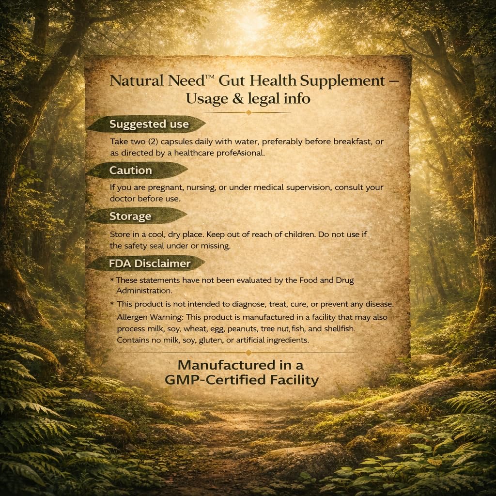 NATURAL NEED™ Gut Health – 5-in-1 Formula with Probiotics, Prebiotics, Postbiotics, Enzymes & Vitamins (C,D3,B12,Zinc) – Delayed Release Capsule – Supports Overall Digestion, Immunity & Gut – 60 Vegan - OzHealthStandard