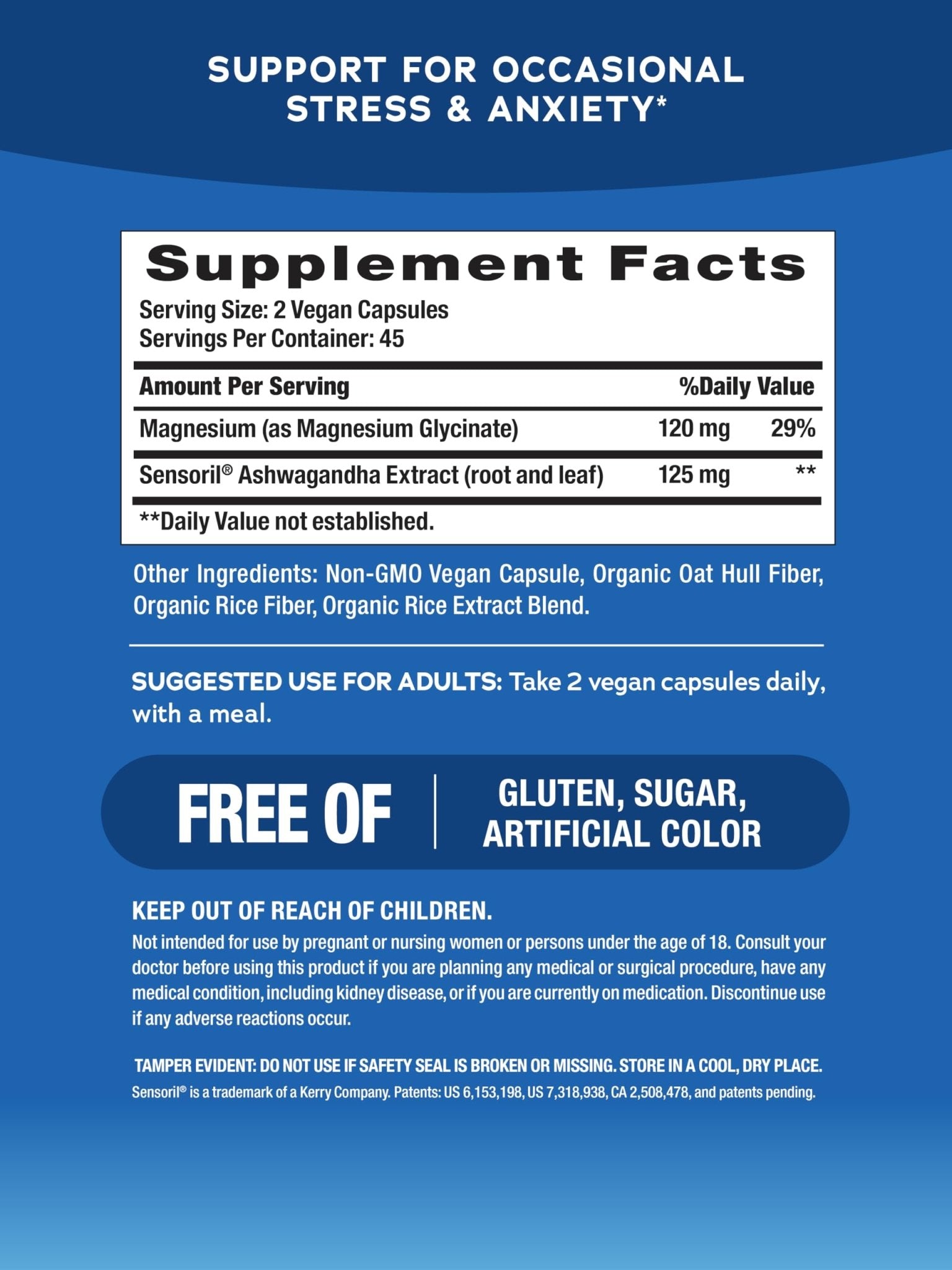 Natural Vitality Calm Ashwagandha + Magnesium Glycinate Capsules | Support for Occasional Stress & Anxiety | Gluten Free Supplement | 90 Count - OzHealthStandard