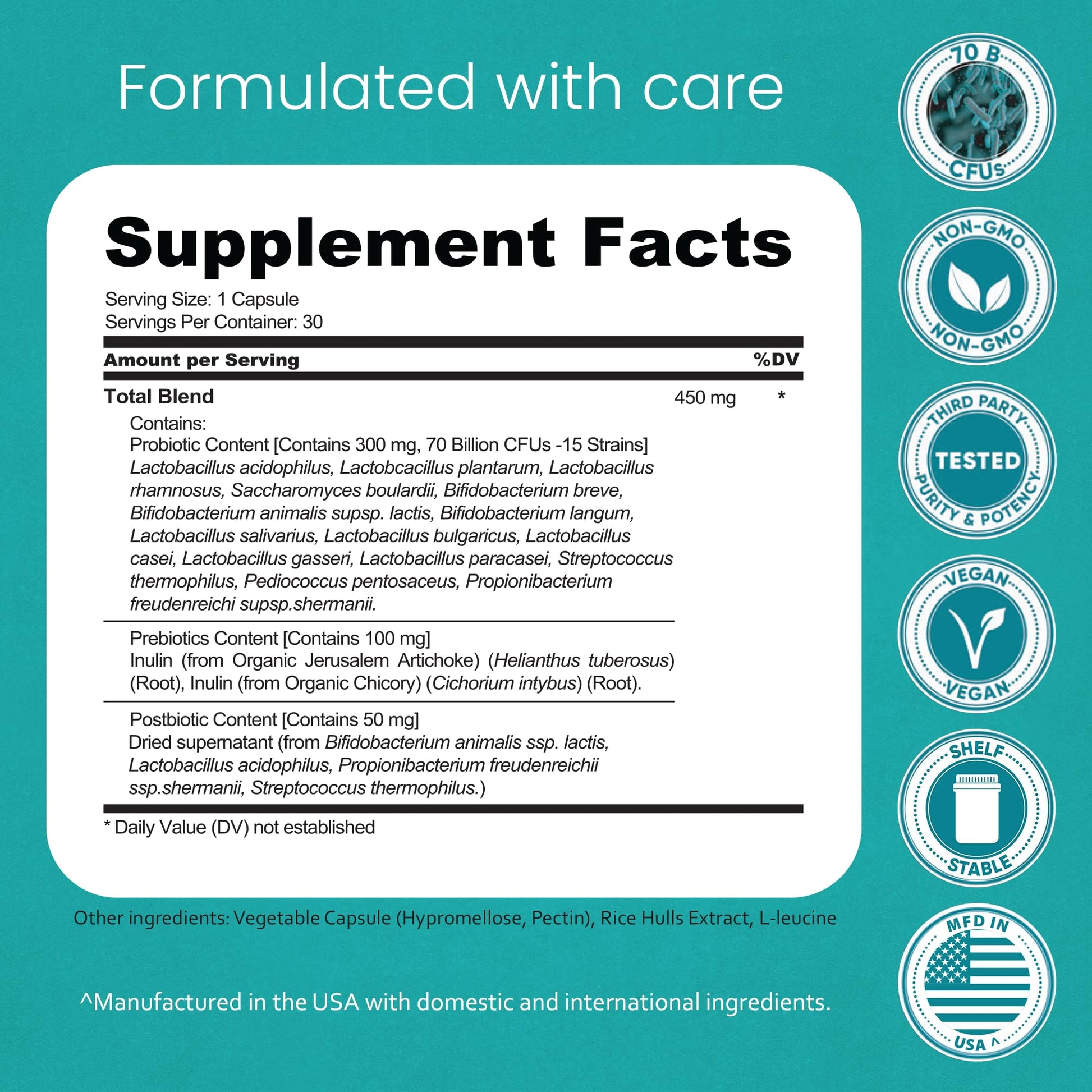 NaturaLife Labs Probiotics 70 Billion CFU – 15 Strains with Organic Prebiotic & Postbiotic – 3-in-1 Formula – 30 Vegan Capsules - OzHealthStandard