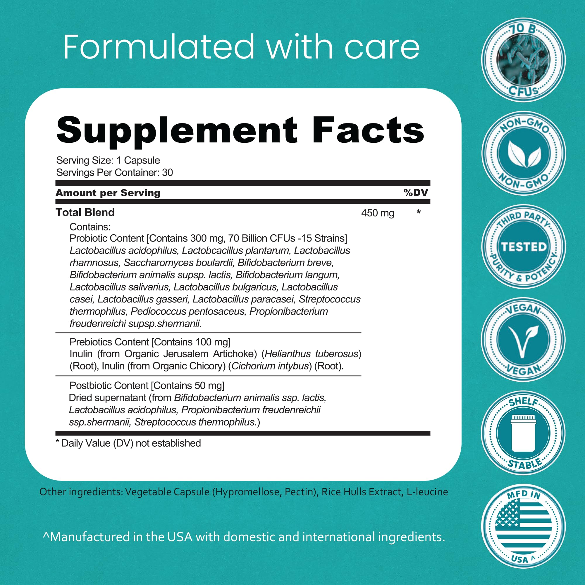 NaturaLife Labs Probiotics 70 Billion CFU – 15 Strains with Organic Prebiotic & Postbiotic – 3-in-1 Formula – 30 Vegan Capsules - OzHealthStandard