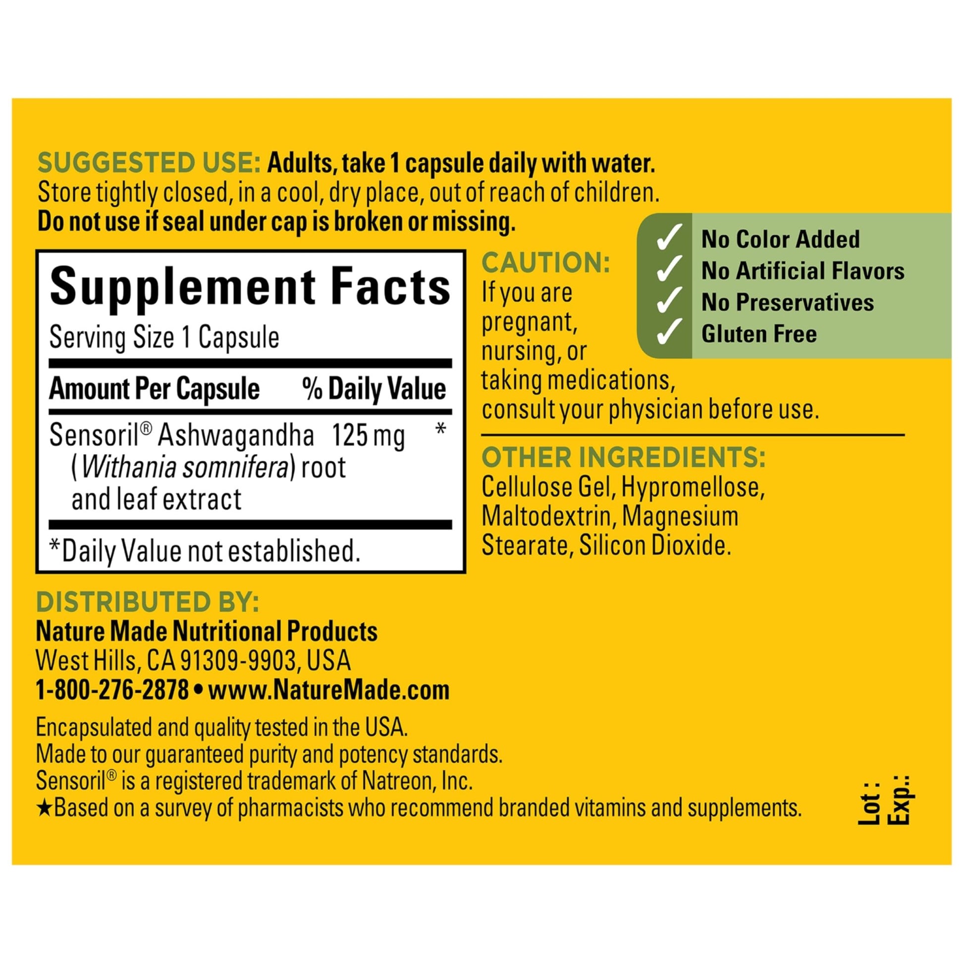 Nature Made Ashwagandha Capsules 125mg for Stress Support, Ashwagandha Supplements, 60 Capsules, 60 Day Supply - OzHealthStandard