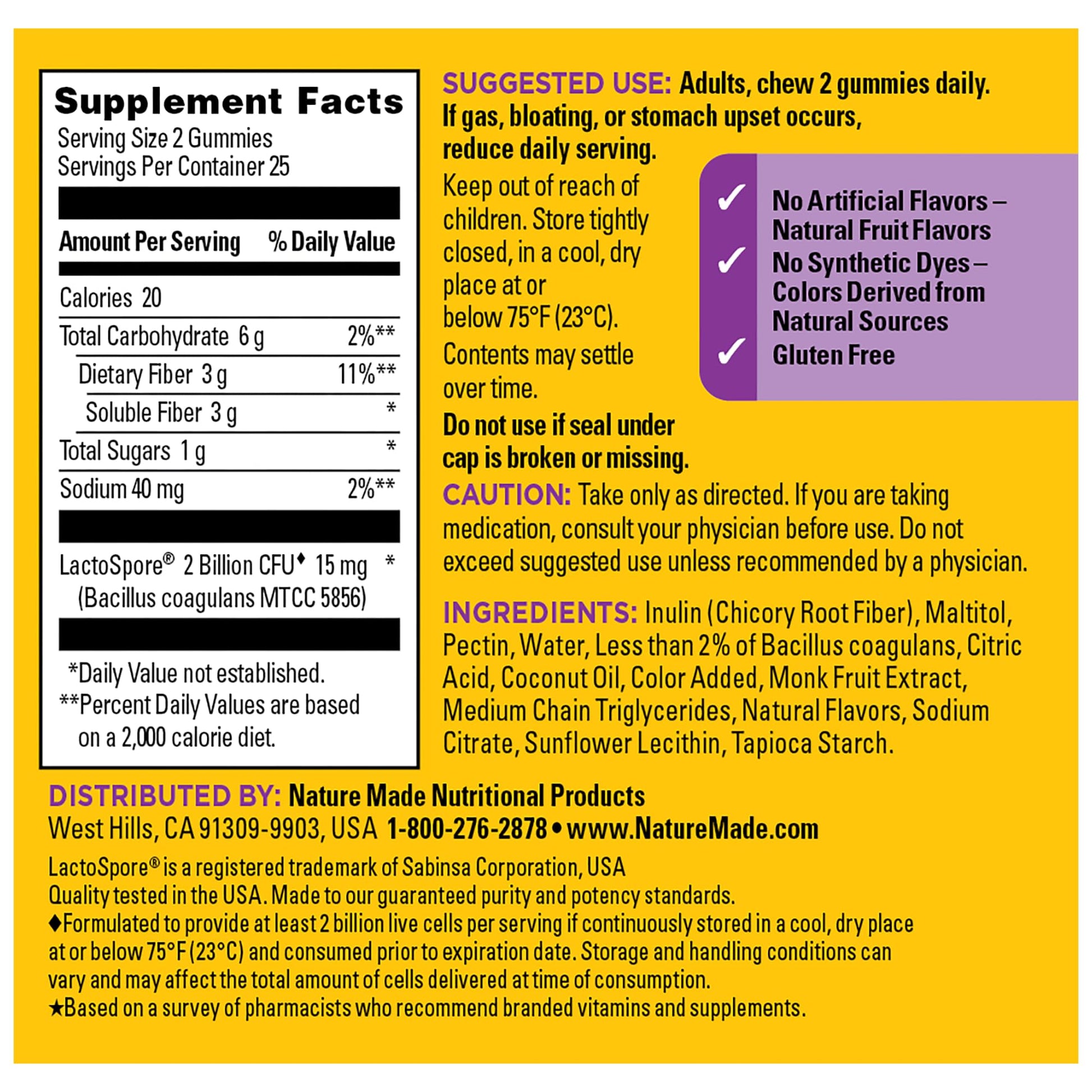 Nature Made Probiotic + Prebiotic Fiber Gummies for Daily Gut Health, Fiber Supplement with Probiotics for Digestive Health Support - OzHealthStandard