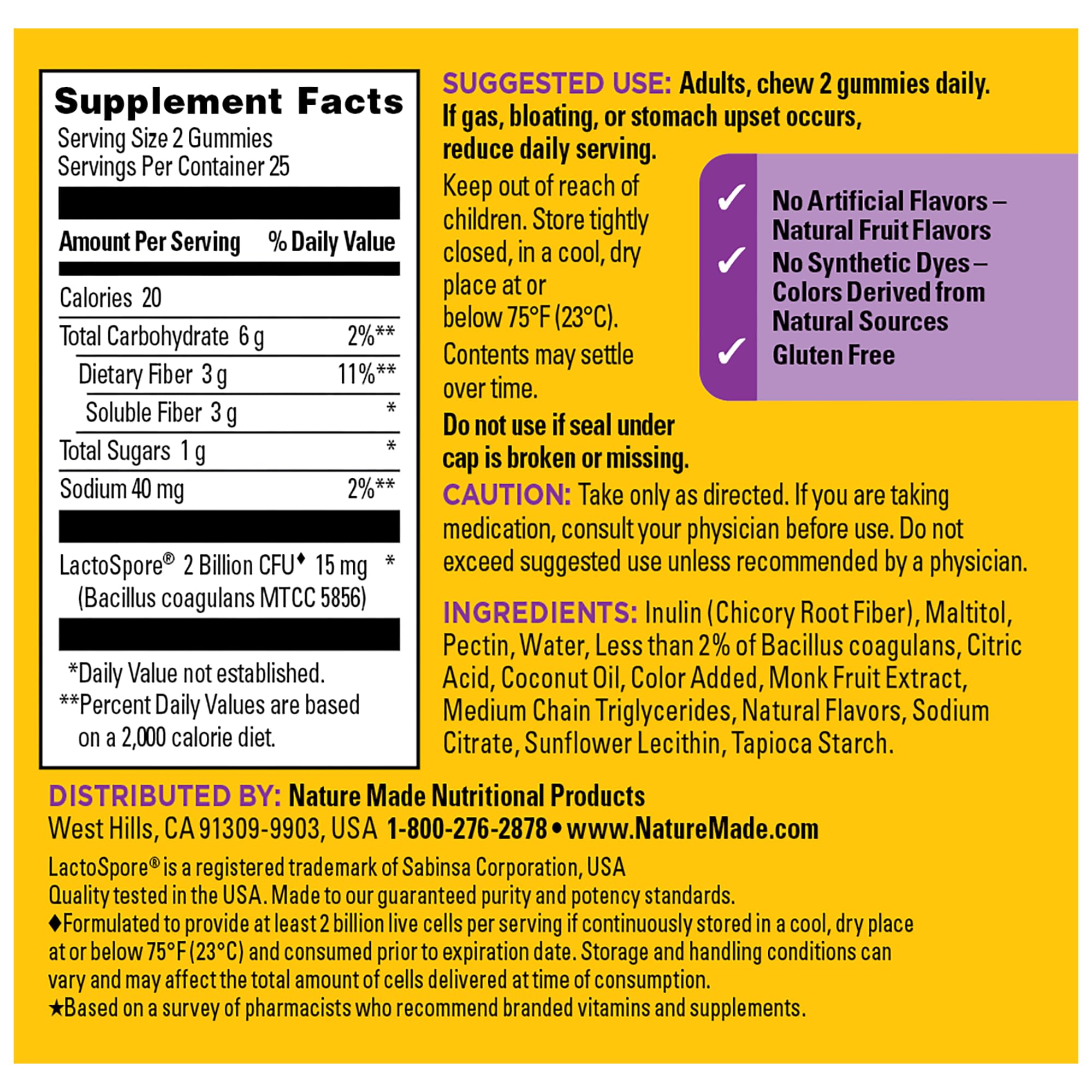 Nature Made Probiotic + Prebiotic Fiber Gummies for Daily Gut Health, Fiber Supplement with Probiotics for Digestive Health Support - OzHealthStandard