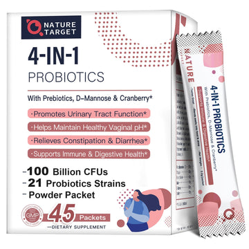 NATURE TARGET Probiotics-for-Women Prebiotics-and-Probiotics-Powder, 100-Billion-CFUs 45-Day-Supply, Women's-Probiotic with D-Mannose and Cranberry for Urinary Tract/Gut/Digestive Health - OzHealthStandard