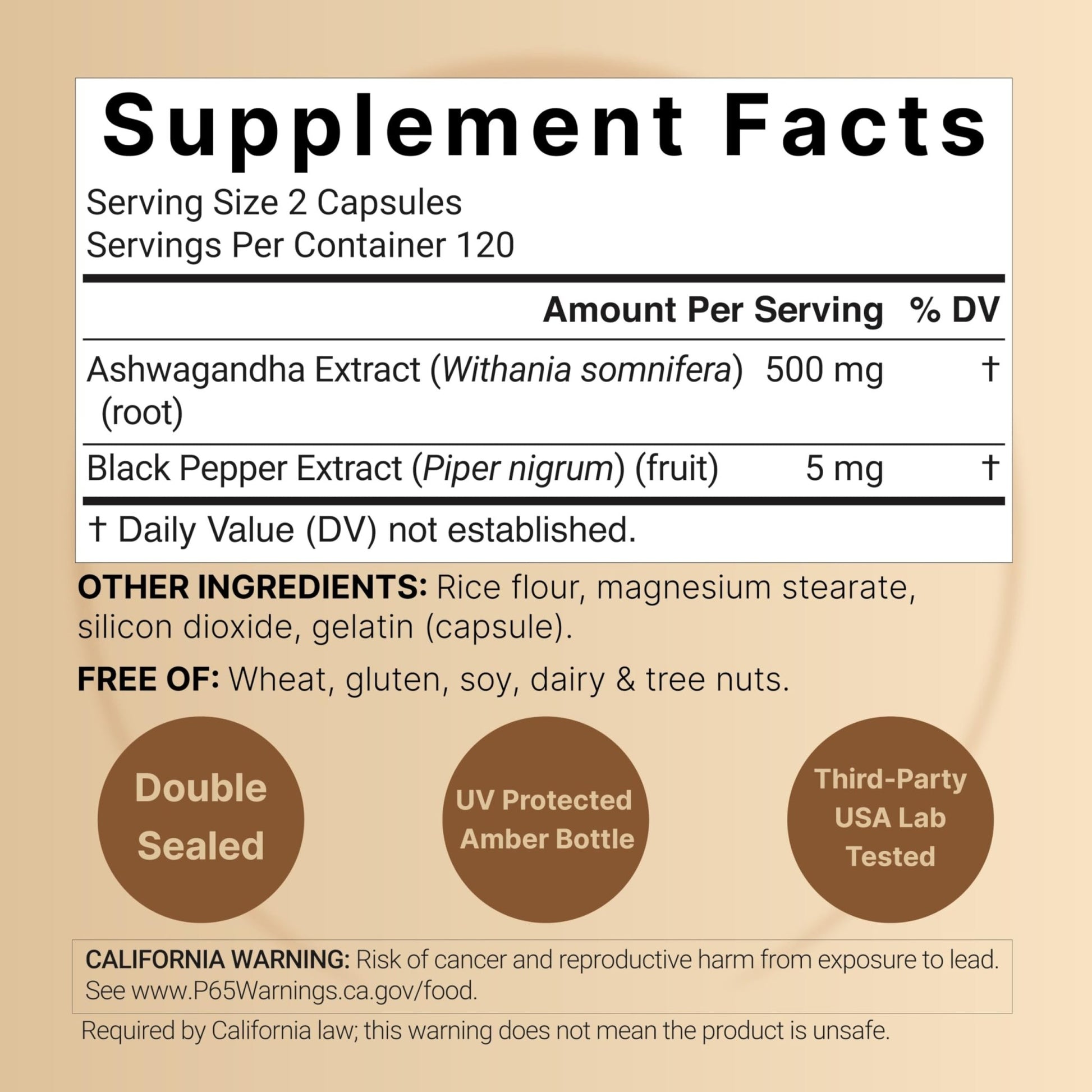 NatureBell Ashwagandha Root with Black Pepper Extract - 240 Capsules - High Strength Adaptogen for Calmness, Relaxation & Immune Support* - OzHealthStandard