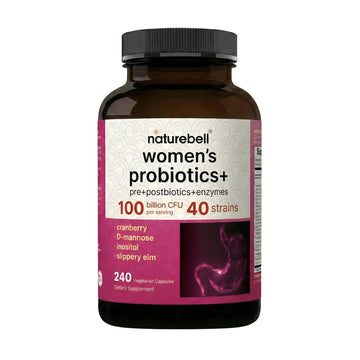 NatureBell Women's Probiotics+ - 240 Vegetarian Capsules - Prebiotic, Probiotic, Postbiotic & Digestive Enzymes - Made with Cranberry, D-Mannose, Inositol & More - OzHealthStandard