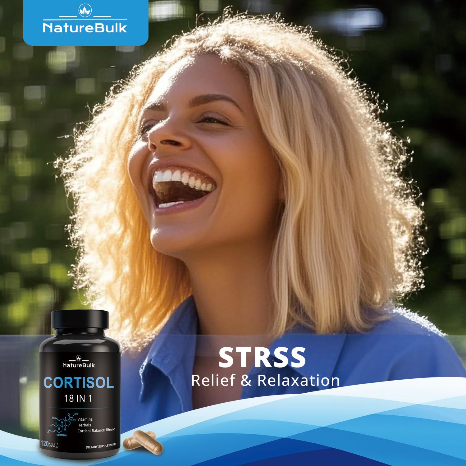 NATUREBULK Cortisol Supplements for Women, 18-in-1 - Premium Blend with Ashwagandha, Rhodiola, Magnesium & L-Theanine - Stress Response Support & Mood Enhancement Formula - 120 Vegetarian Capsules - OzHealthStandard