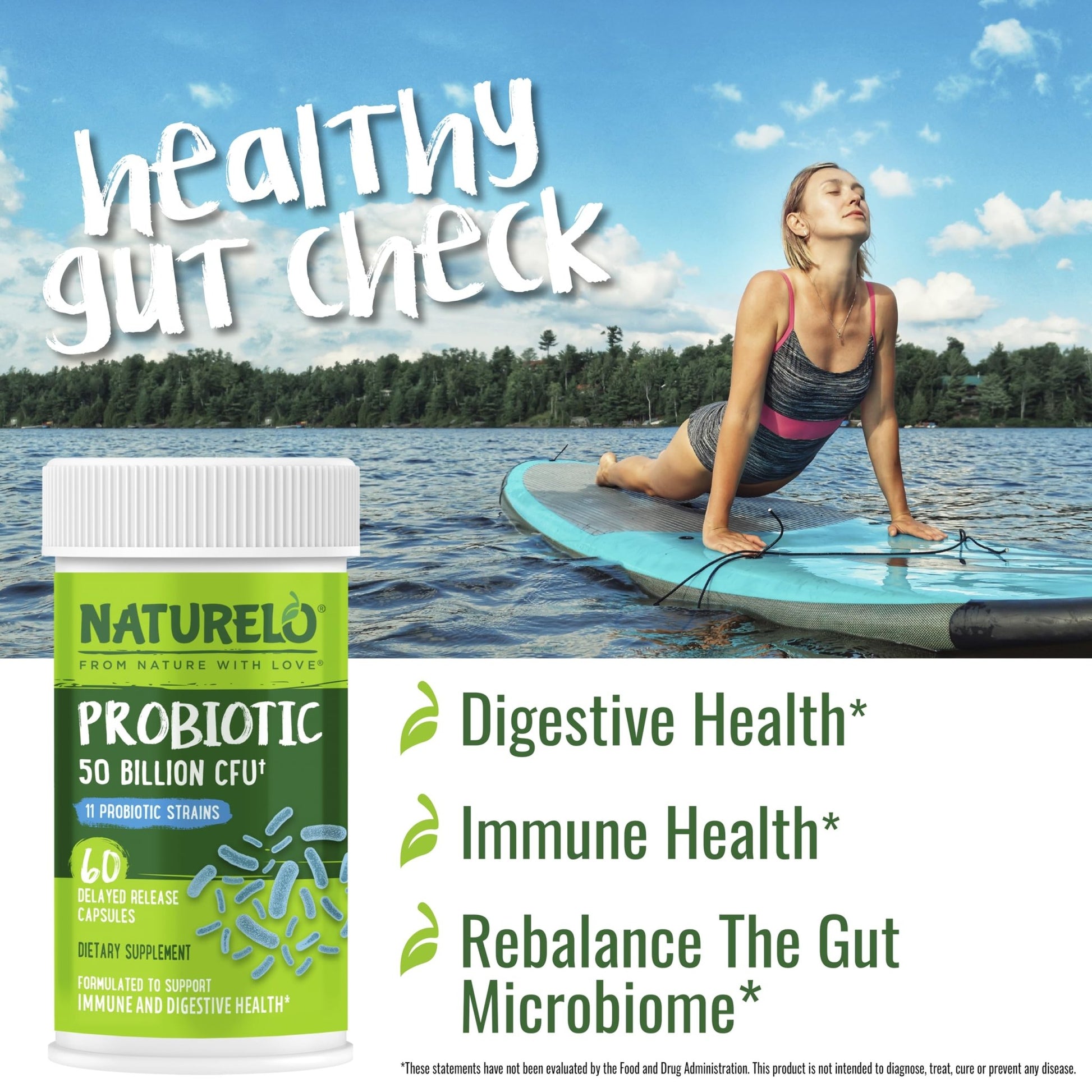 NATURELO Probiotics for Digestive Health, 50 Billion CFU, 60 Vegetarian Capsules, 11 Strains, Daily Use Supplement, Delayed Release, No-Fridge, Boosts Immune System, Probiotics for Women & Men - OzHealthStandard