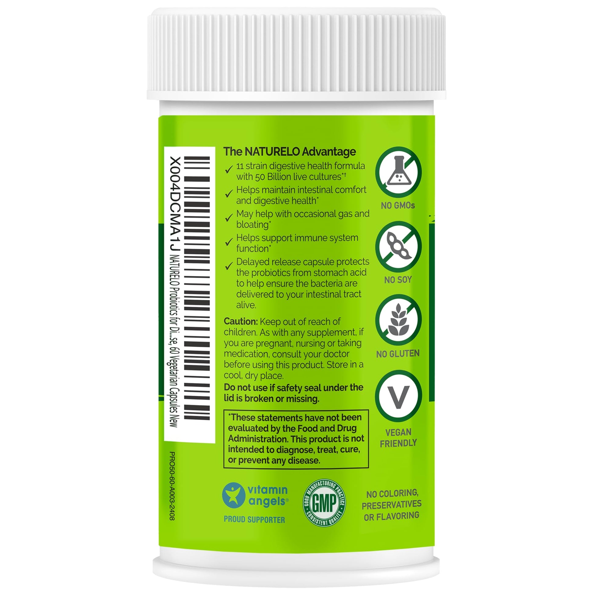 NATURELO Probiotics for Digestive Health, 50 Billion CFU, 60 Vegetarian Capsules, 11 Strains, Daily Use Supplement, Delayed Release, No-Fridge, Boosts Immune System, Probiotics for Women & Men - OzHealthStandard