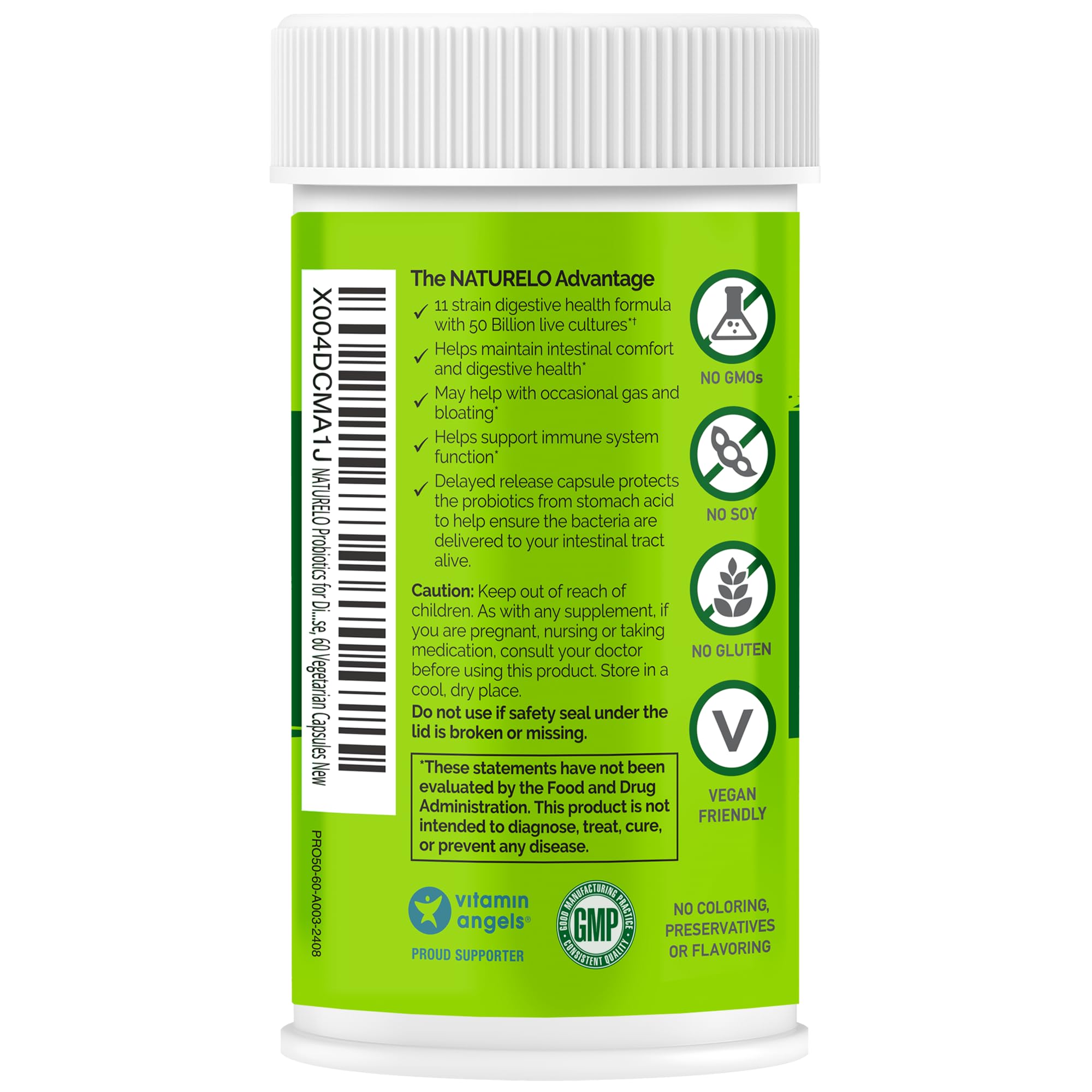 NATURELO Probiotics for Digestive Health, 50 Billion CFU, 60 Vegetarian Capsules, 11 Strains, Daily Use Supplement, Delayed Release, No-Fridge, Boosts Immune System, Probiotics for Women & Men - OzHealthStandard