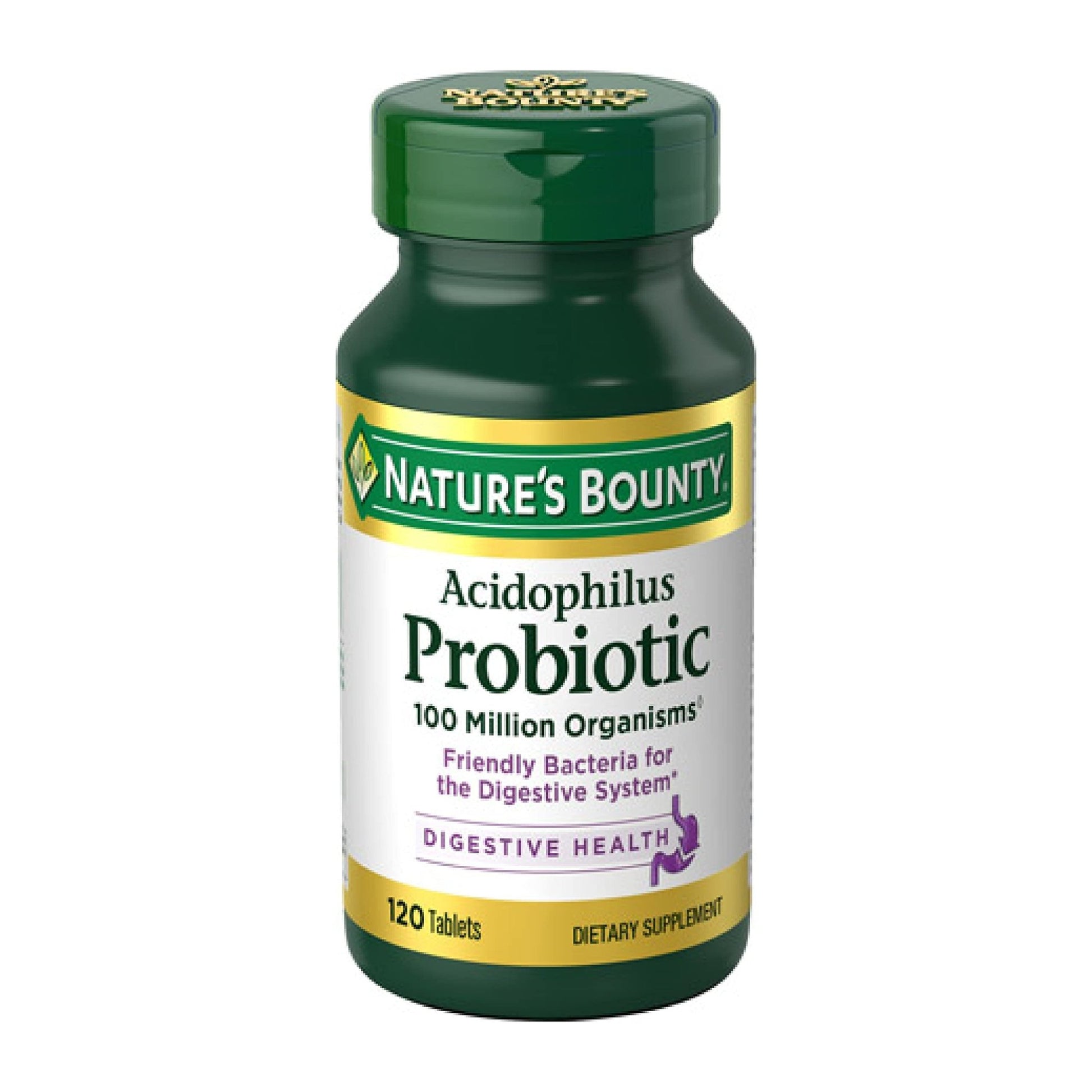 Nature's Bounty Lactobacillus Acidophilus Probiotic Supplement - Daily Probiotic for Women/Men Digestive Health, 100 Million Organisms, Vegetarian, 1 Serving per Day, 120 Tablets - OzHealthStandard