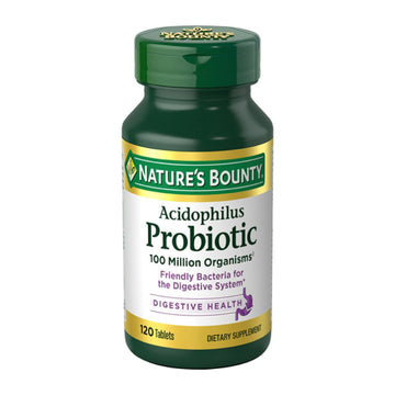 Nature's Bounty Lactobacillus Acidophilus Probiotic Supplement - Daily Probiotic for Women/Men Digestive Health, 100 Million Organisms, Vegetarian, 1 Serving per Day, 120 Tablets - OzHealthStandard
