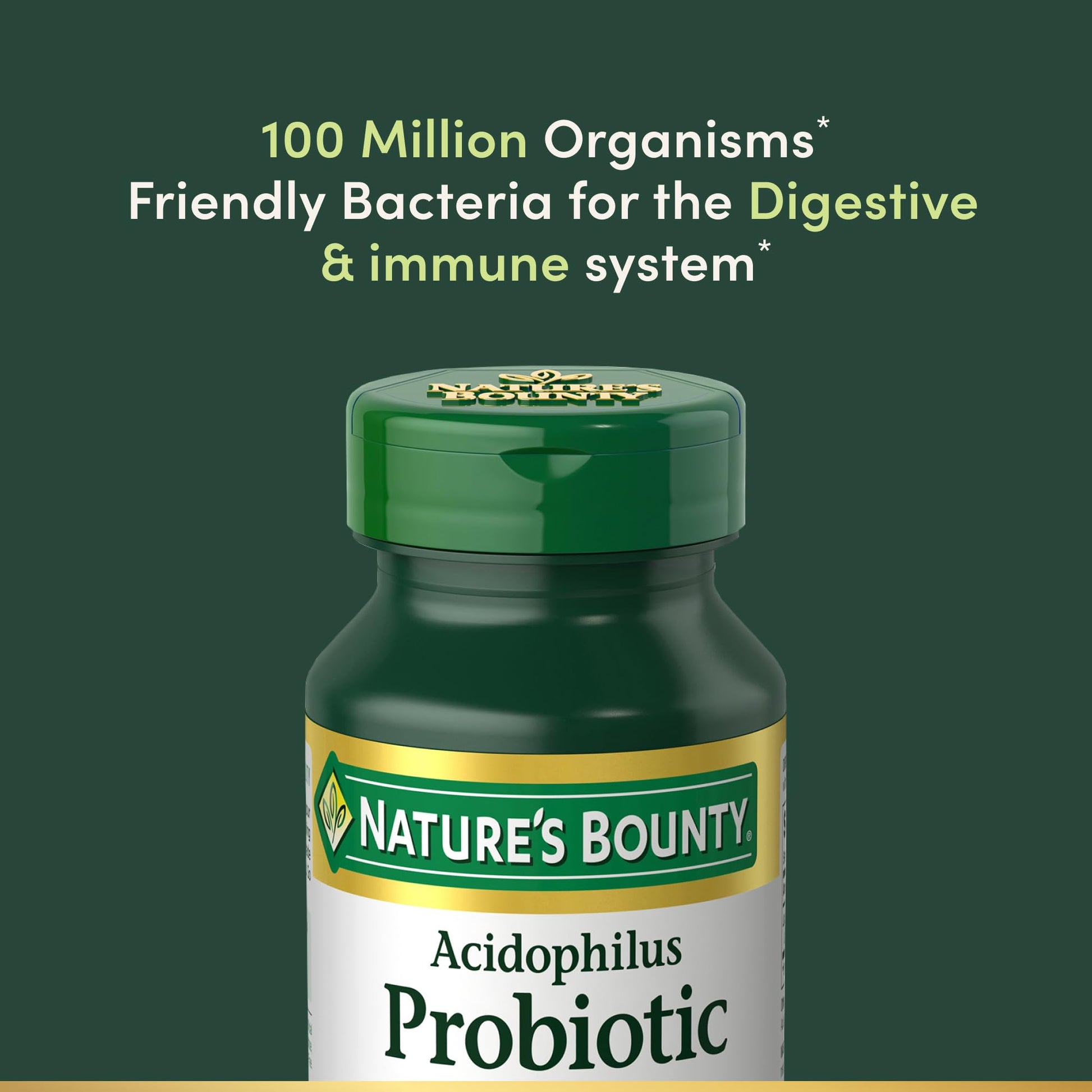 Nature's Bounty Lactobacillus Acidophilus Probiotic Supplement - Daily Probiotic for Women/Men Digestive Health, 100 Million Organisms, Vegetarian, 1 Serving per Day, 120 Tablets - OzHealthStandard