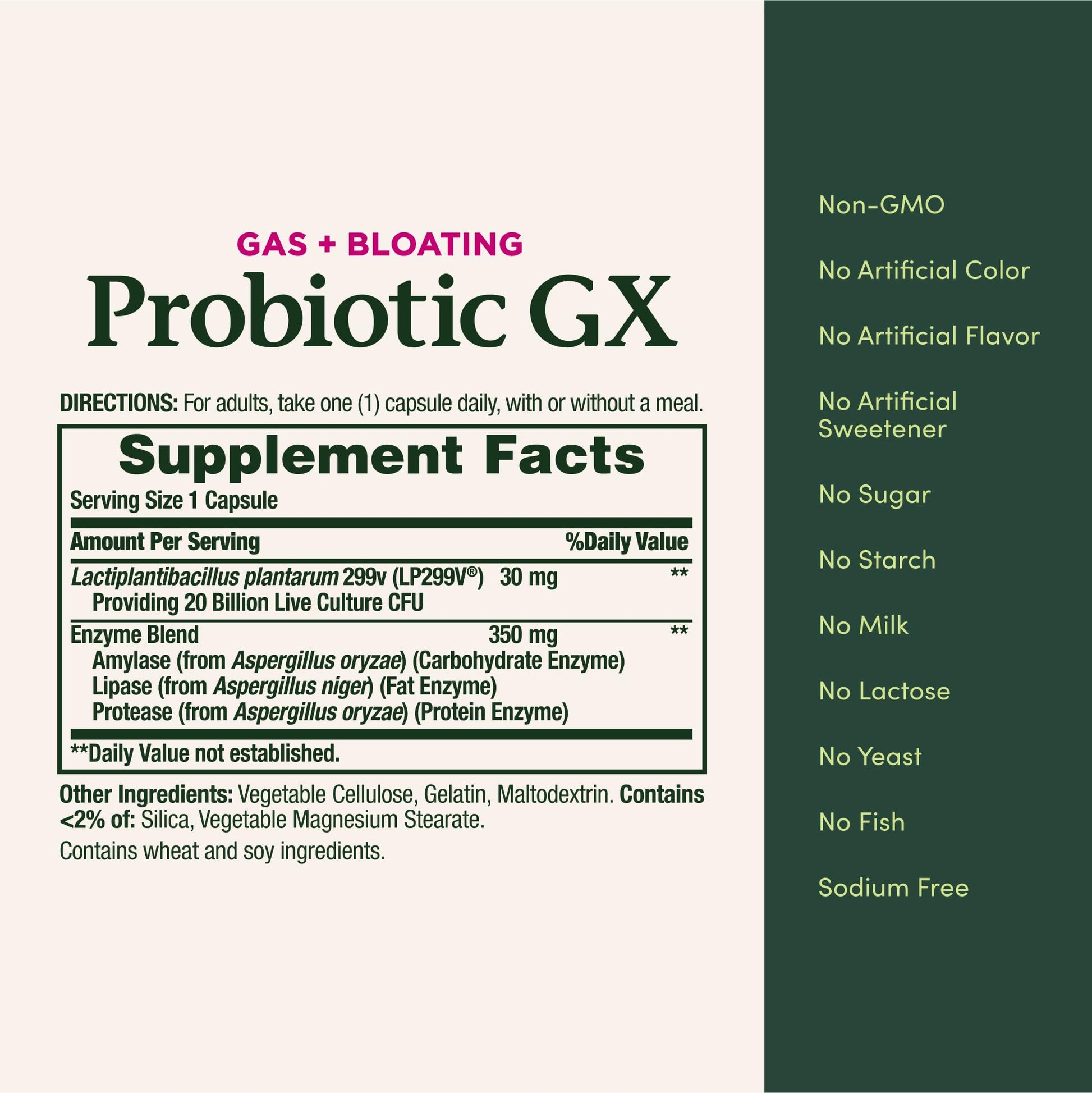 Nature's Bounty Probiotic GX, Helps with Occasional Gas and Bloating, Dietary Supplement, Digestive Health, 25 Capsules - OzHealthStandard