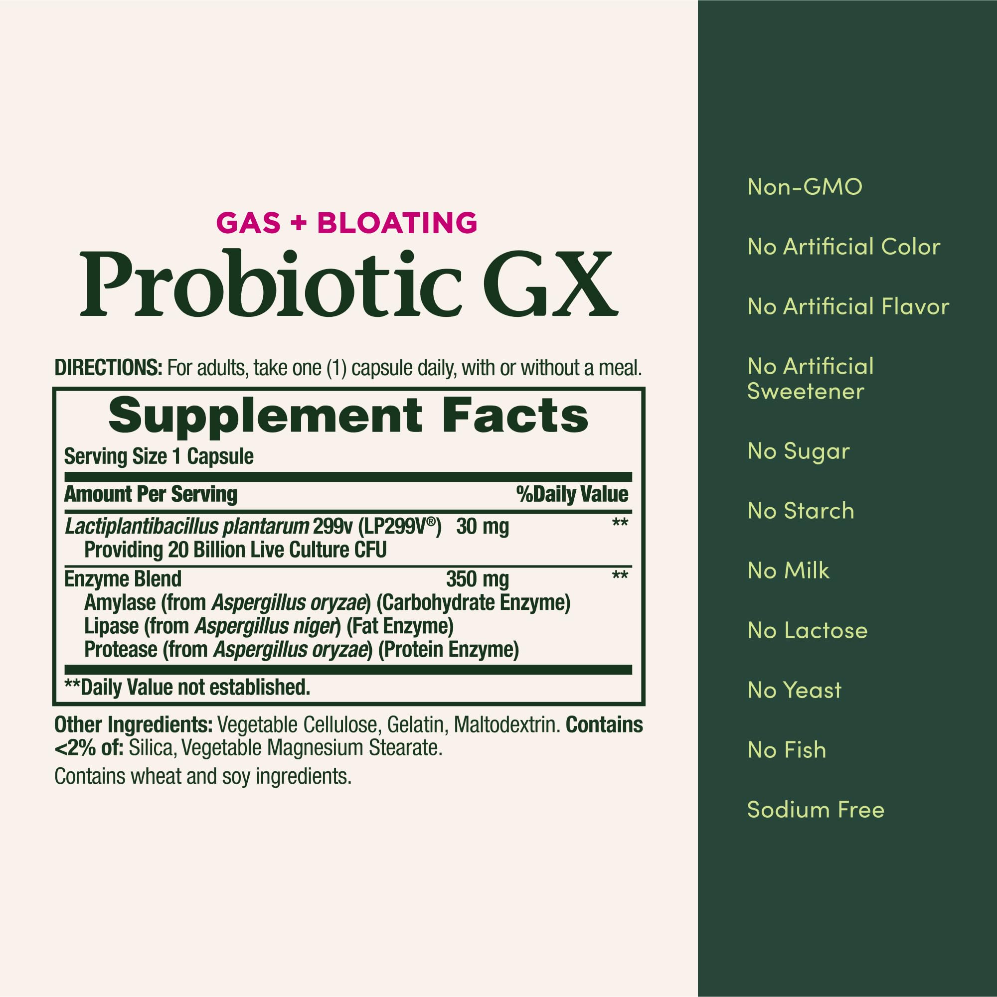 Nature's Bounty Probiotic GX, Helps with Occasional Gas and Bloating, Dietary Supplement, Digestive Health, 25 Capsules - OzHealthStandard