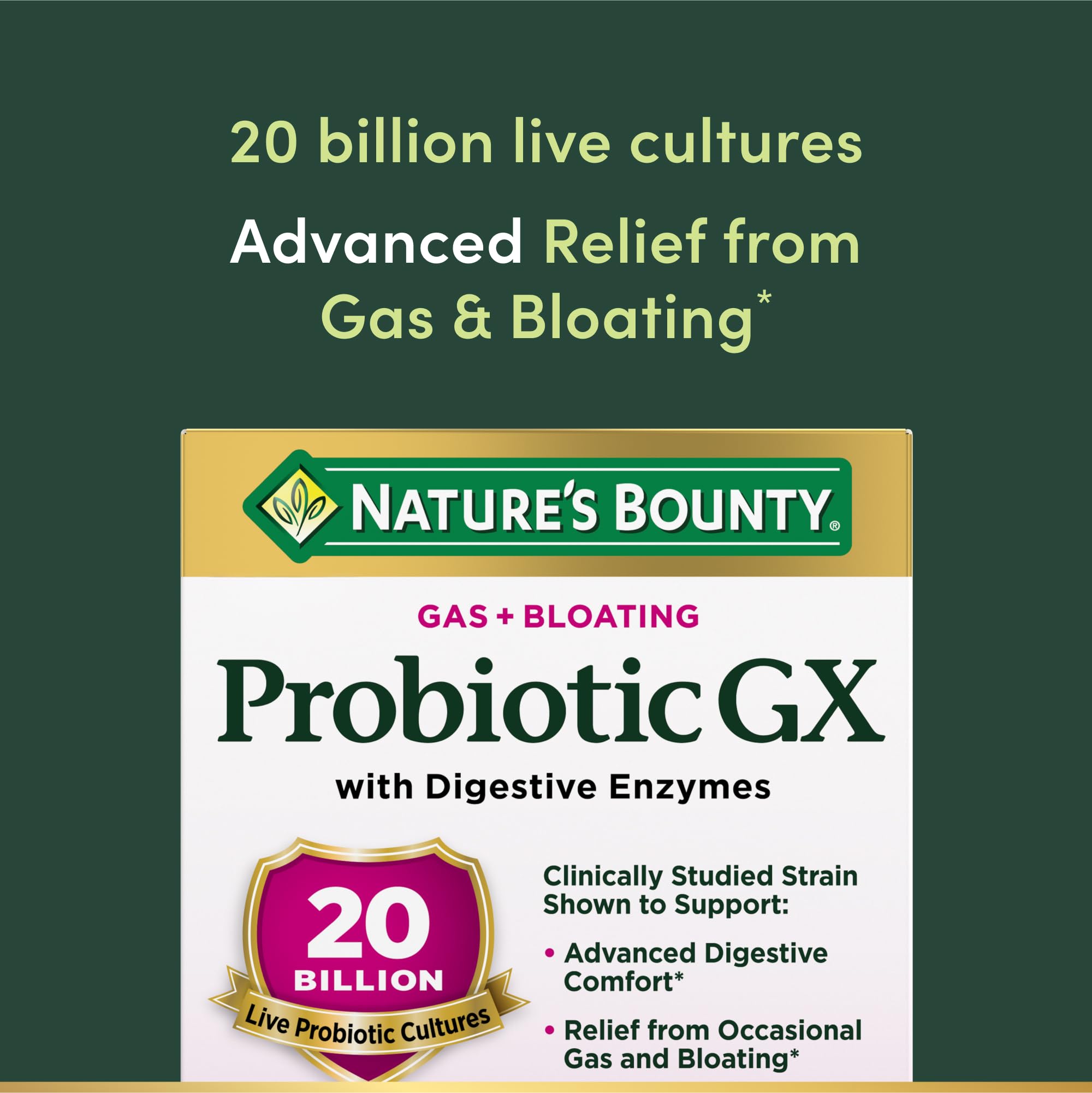 Nature's Bounty Probiotic GX, Helps with Occasional Gas and Bloating, Dietary Supplement, Digestive Health, 25 Capsules - OzHealthStandard