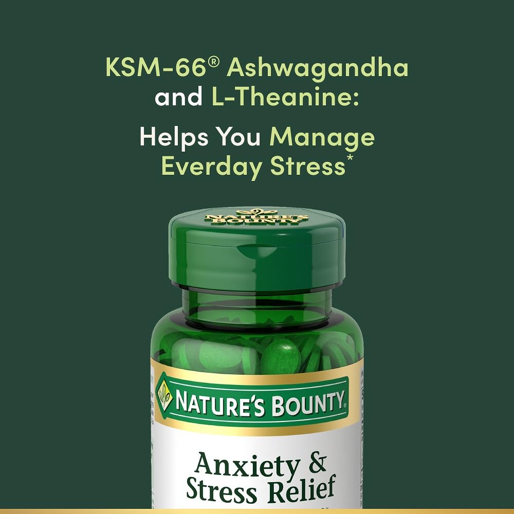 Nature's Bounty Stress Relief Ashwagandha KSM 66 Tablets, Mood Support, 50 Count - OzHealthStandard
