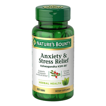 Nature's Bounty Stress Relief Ashwagandha KSM 66 Tablets, Mood Support, 50 Count - OzHealthStandard