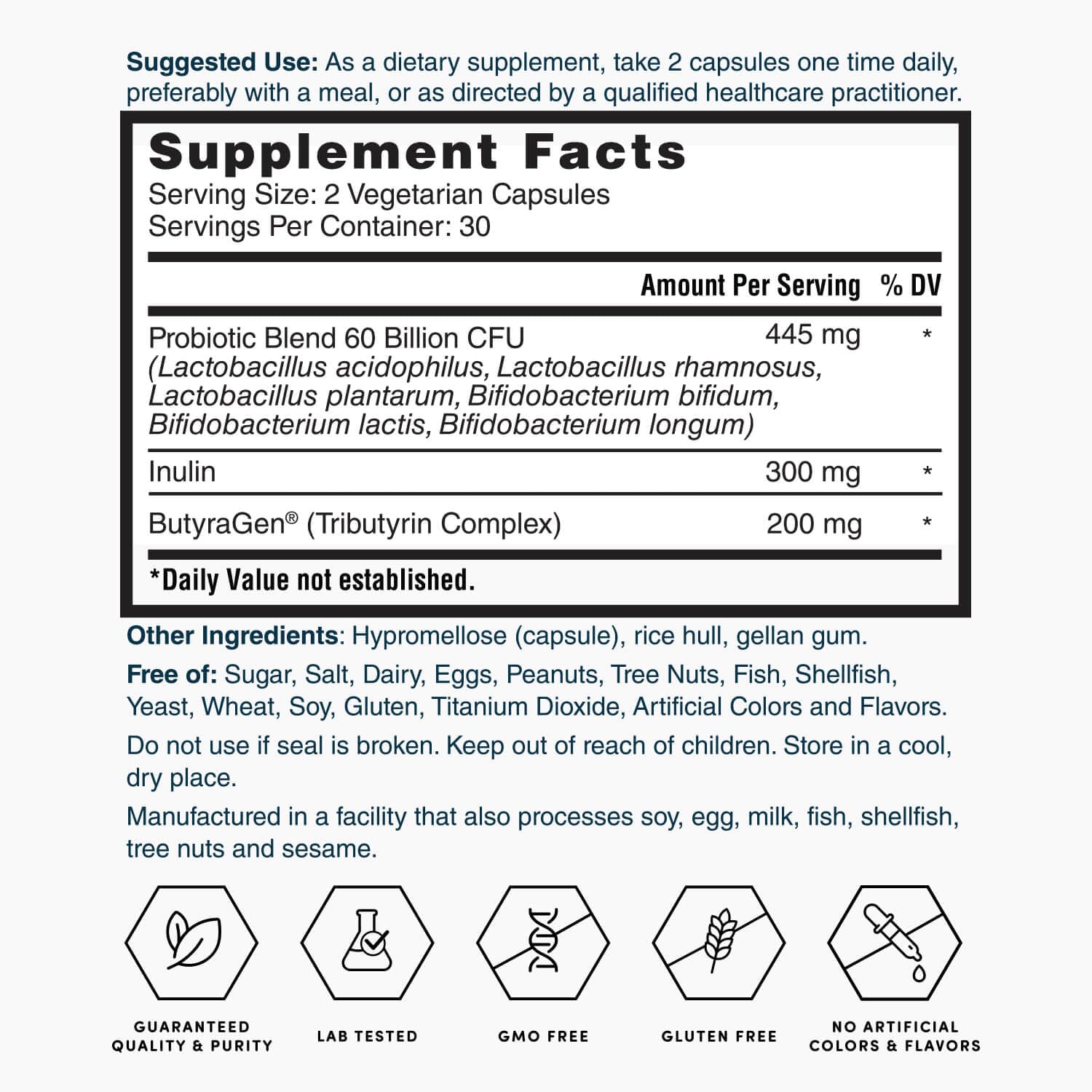 Nature's Lab Gold ProTotal - 60 Billion CFU Probiotic, Prebiotic, Postbiotic, Synbiotic - with Butyragen (Direct Butyrate Generator) 60 Ct - OzHealthStandard