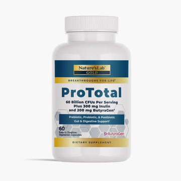Nature's Lab Gold ProTotal - 60 Billion CFU Probiotic, Prebiotic, Postbiotic, Synbiotic - with Butyragen (Direct Butyrate Generator) 60 Ct - OzHealthStandard