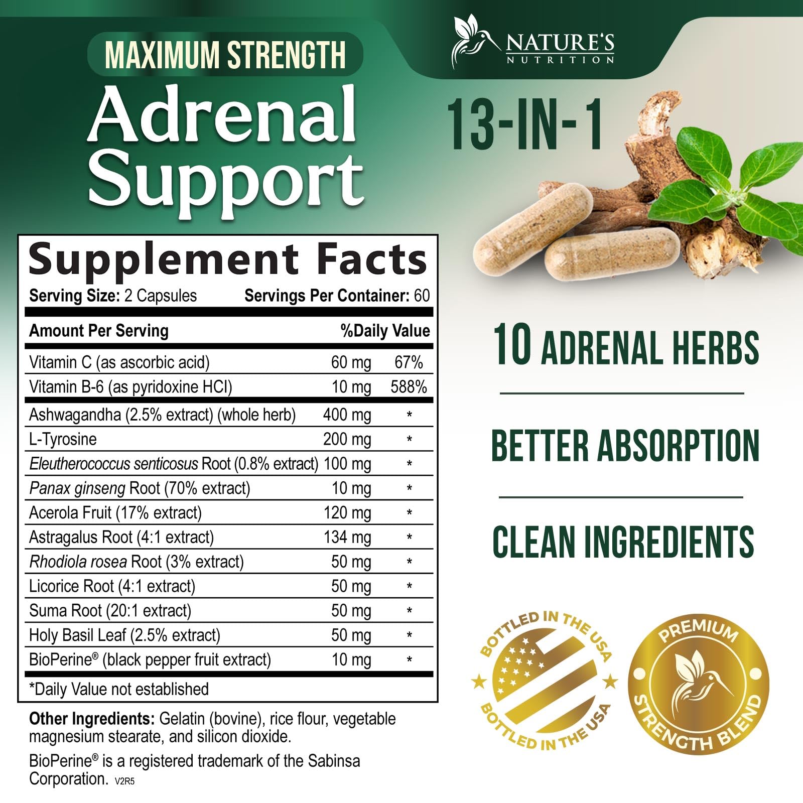Nature's Nutrition Adrenal Support Supplements Cortex Complex, Best Energy Supplement, Supports Health & Energy Levels, Daily Ashwagandha for Women & Men, Supports Immune System, 120 Capsules - OzHealthStandard