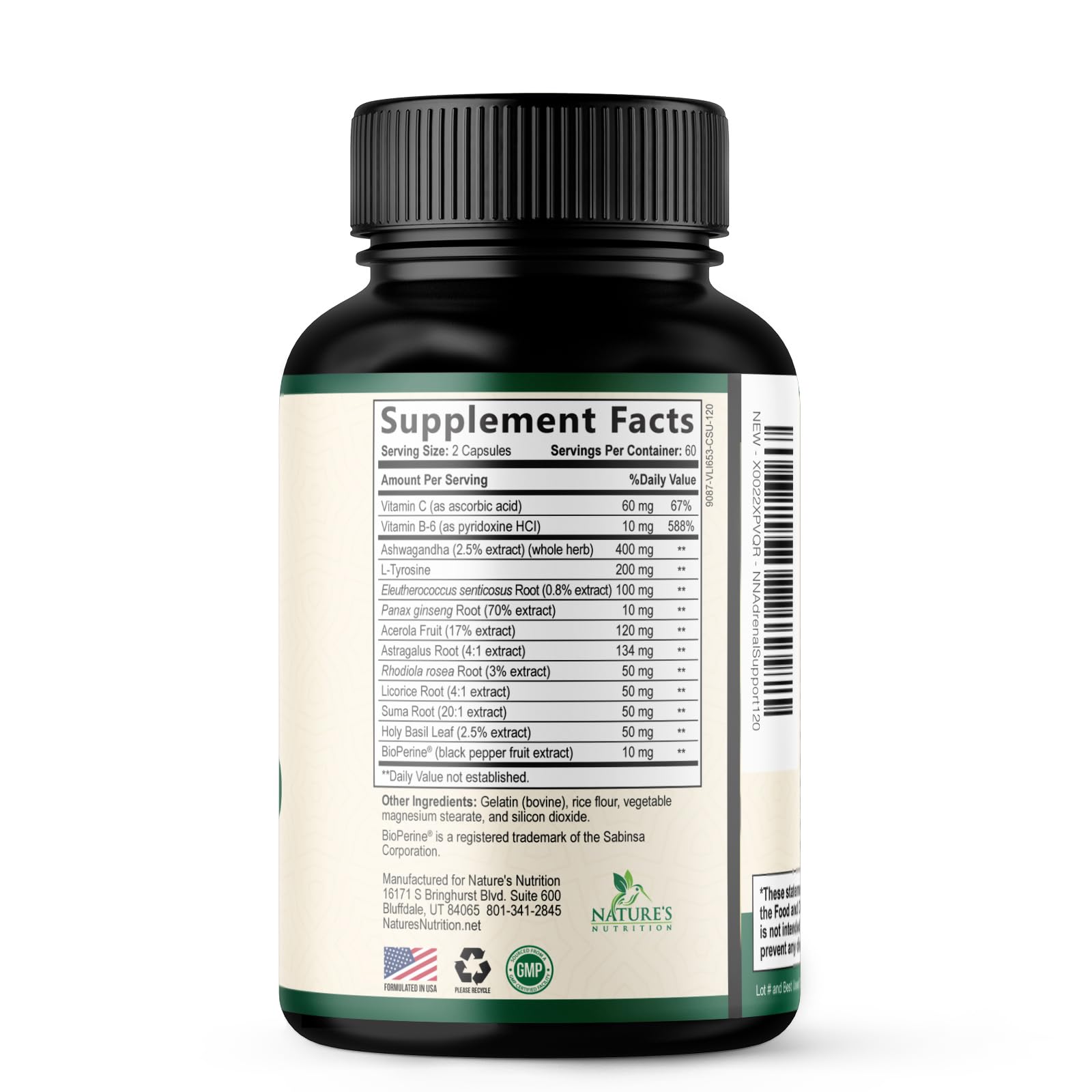 Nature's Nutrition Adrenal Support Supplements Cortex Complex, Best Energy Supplement, Supports Health & Energy Levels, Daily Ashwagandha for Women & Men, Supports Immune System, 120 Capsules - OzHealthStandard